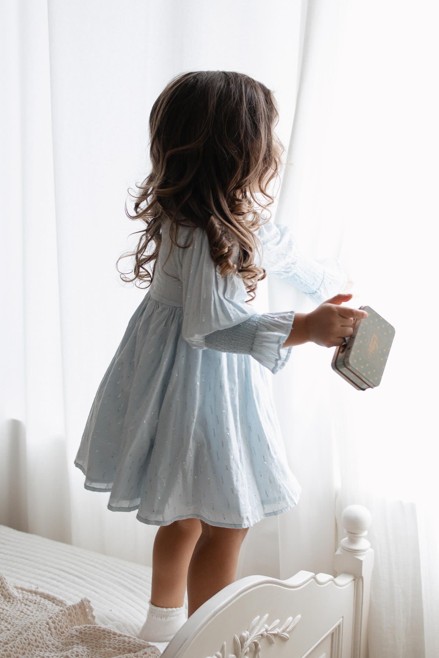 Harlow | Cotton Sparkle Dress | Baby Blue