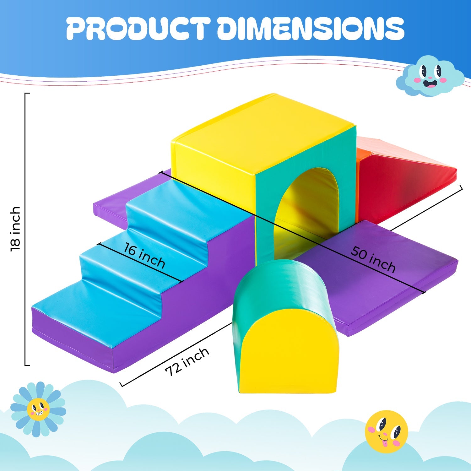 Toddler Climbing Toys - Soft Play Set For Kids (6 Pc Set)