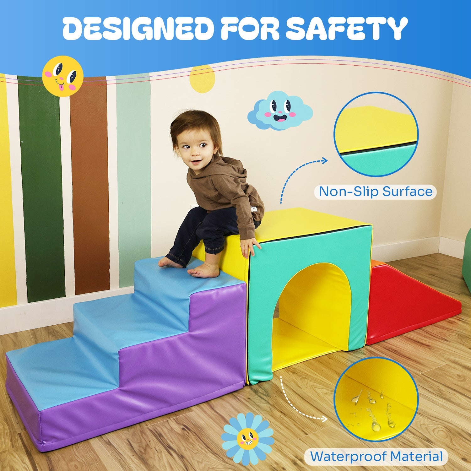Toddler Climbing Toys - Soft Play Set For Kids (4 Pc Set)