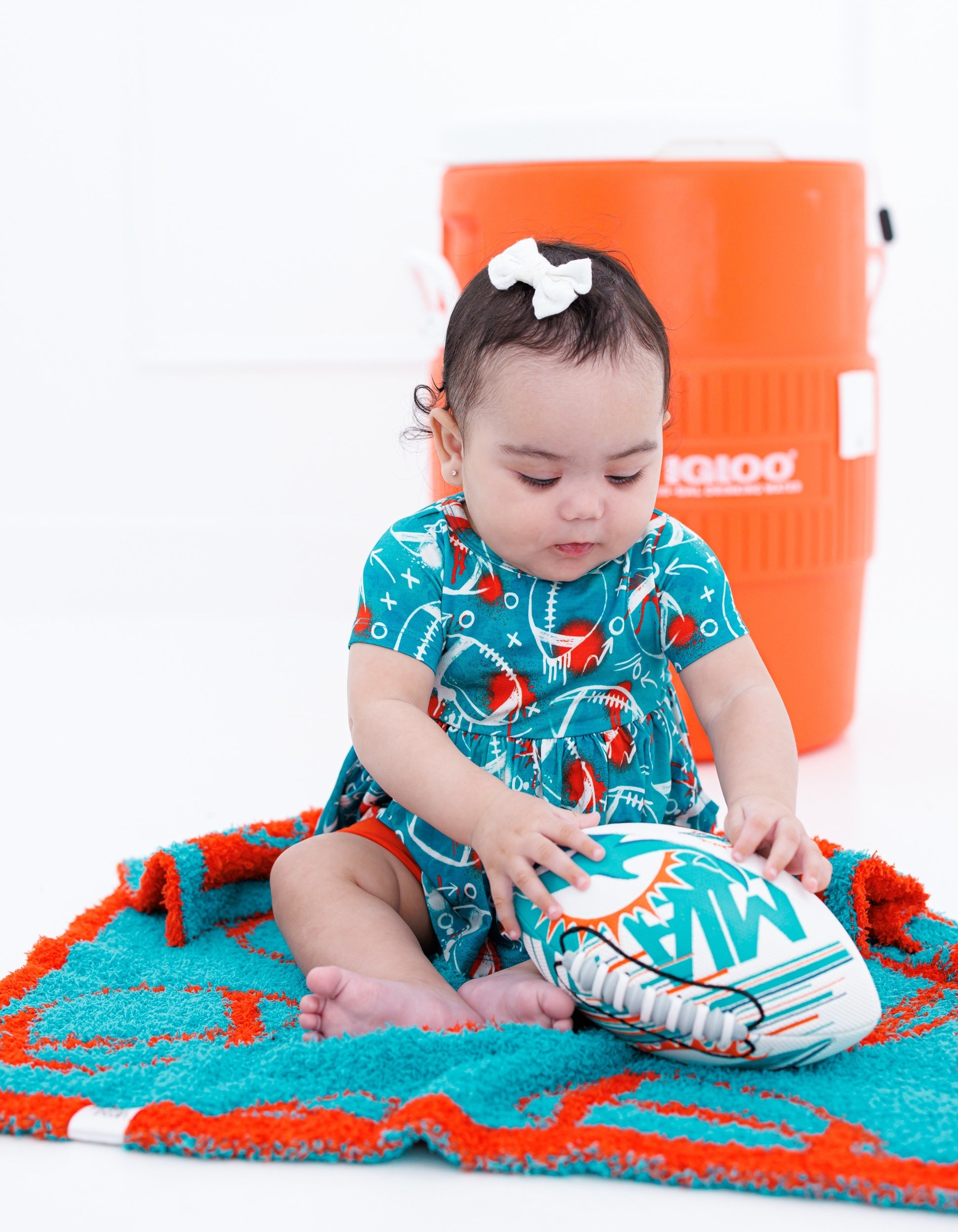 Football Blanket- Aqua/orange- Stroller