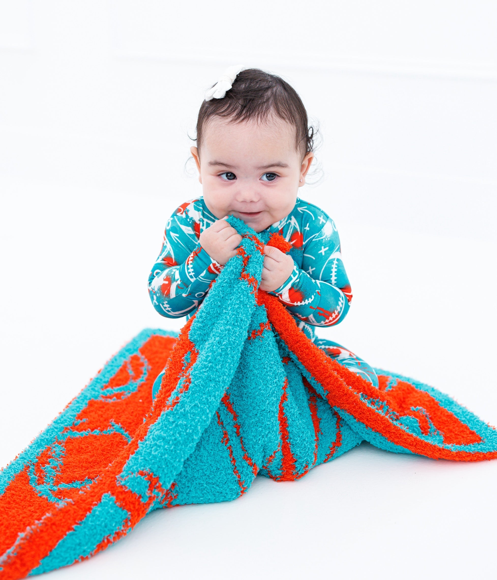 Football Blanket- Aqua/orange- Stroller