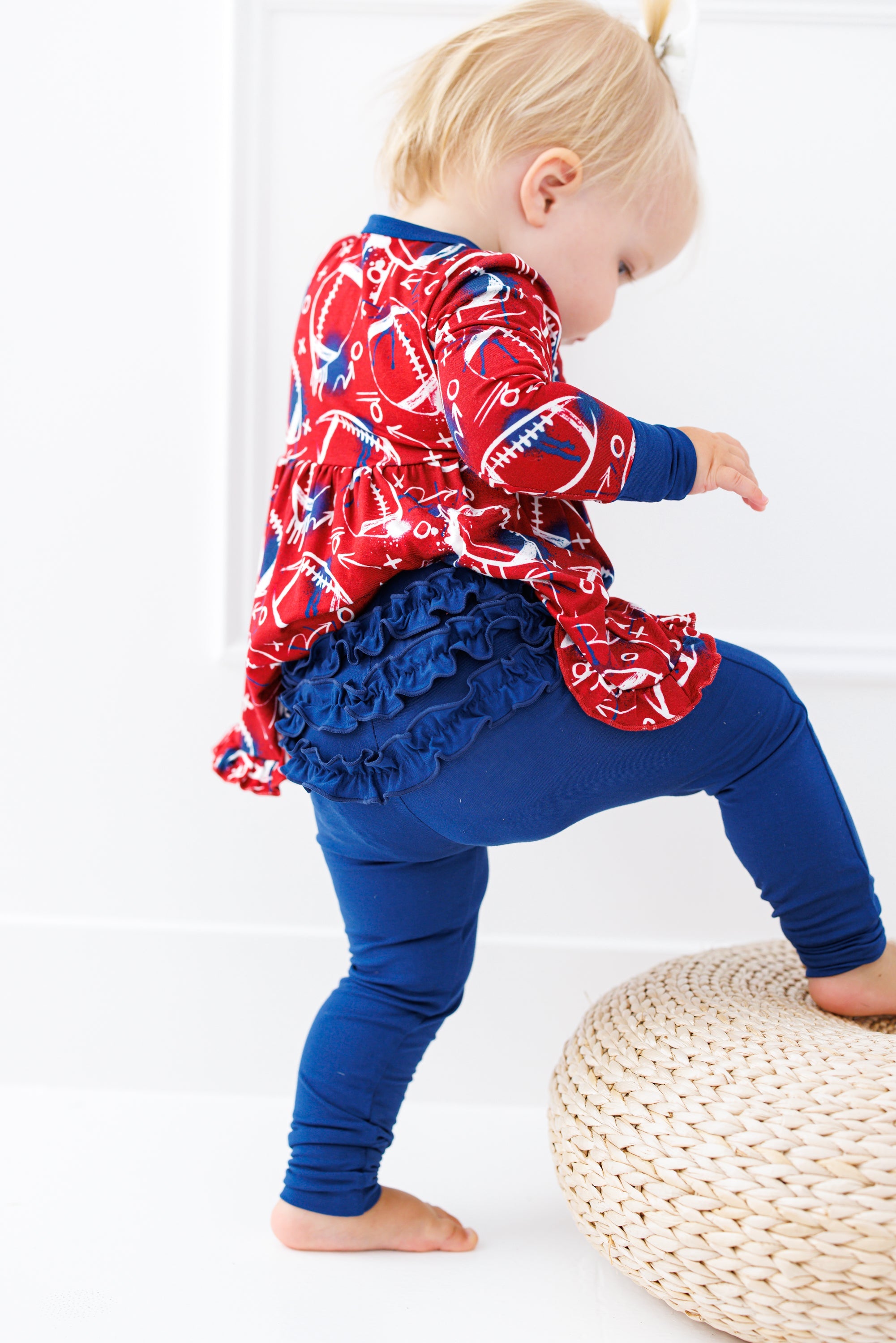 Graffiti Football Peplum Set : Red And Navy