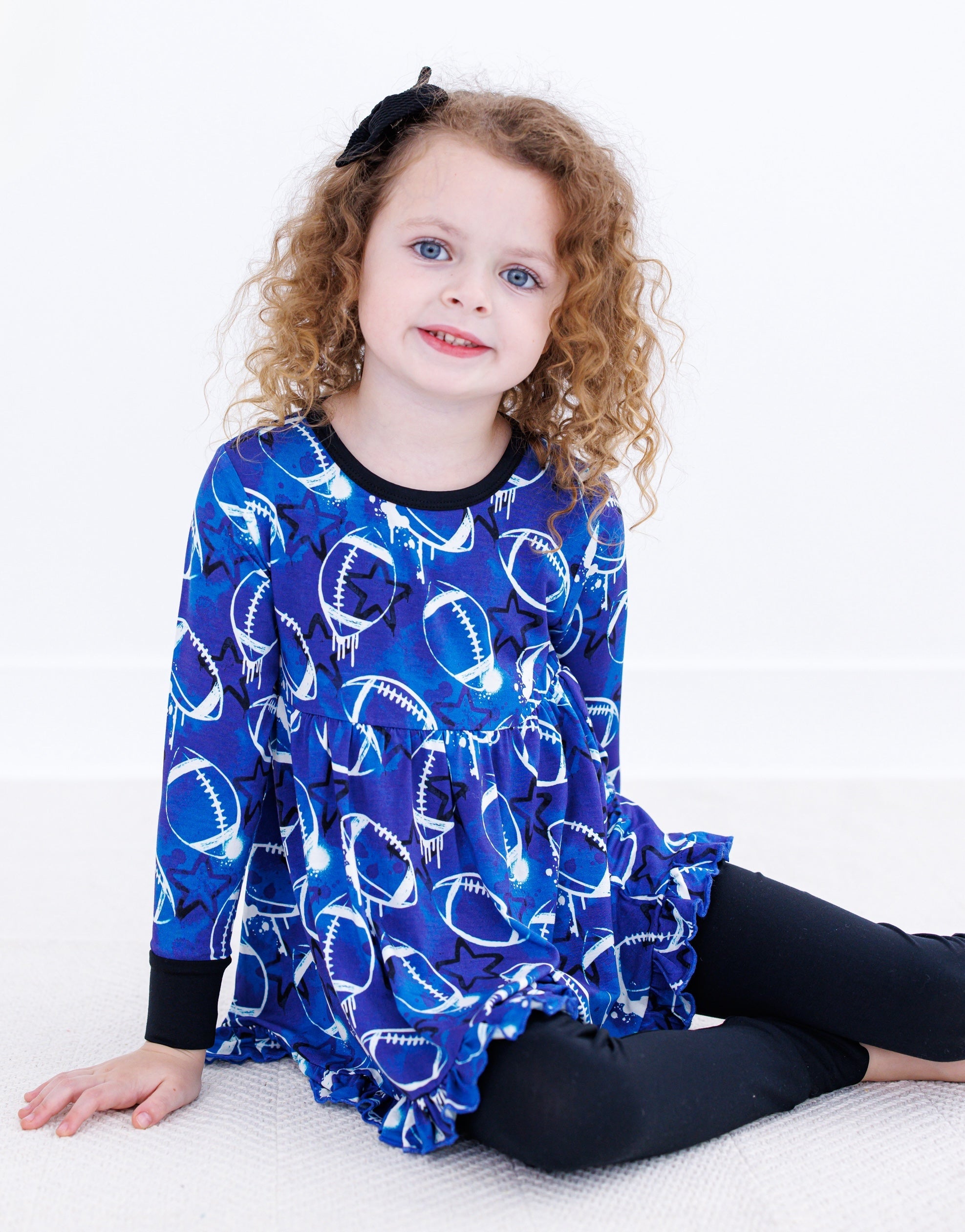 Graffiti Football Peplum Set : Blue And White With Stars