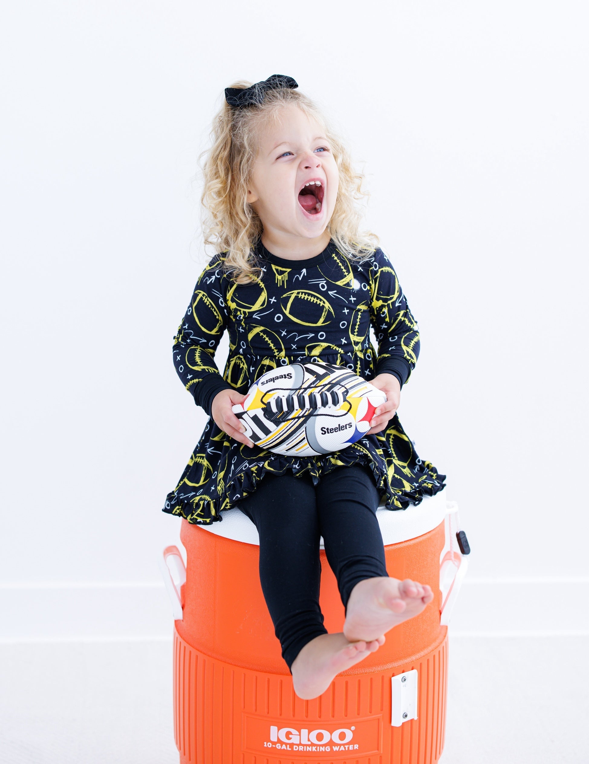 Graffiti Football Peplum Set : Black And Yellow/gold