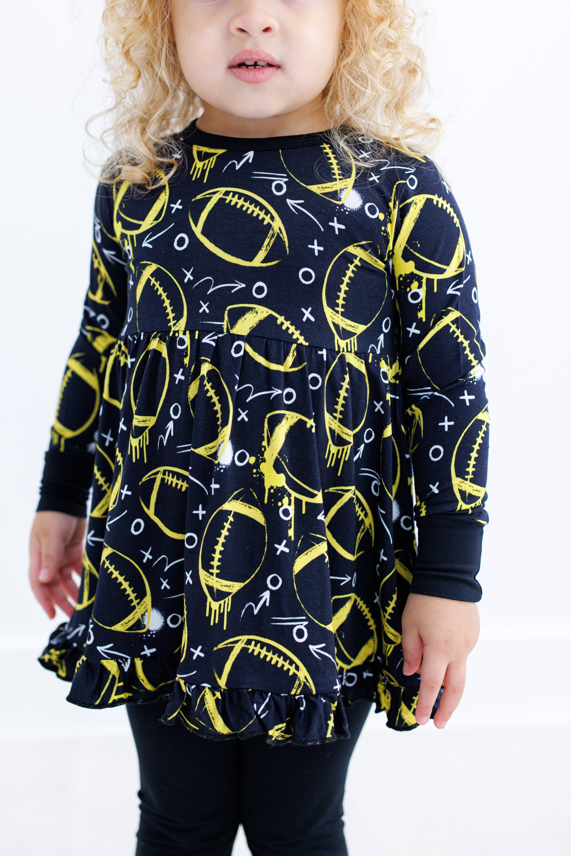 Graffiti Football Peplum Set : Black And Yellow/gold