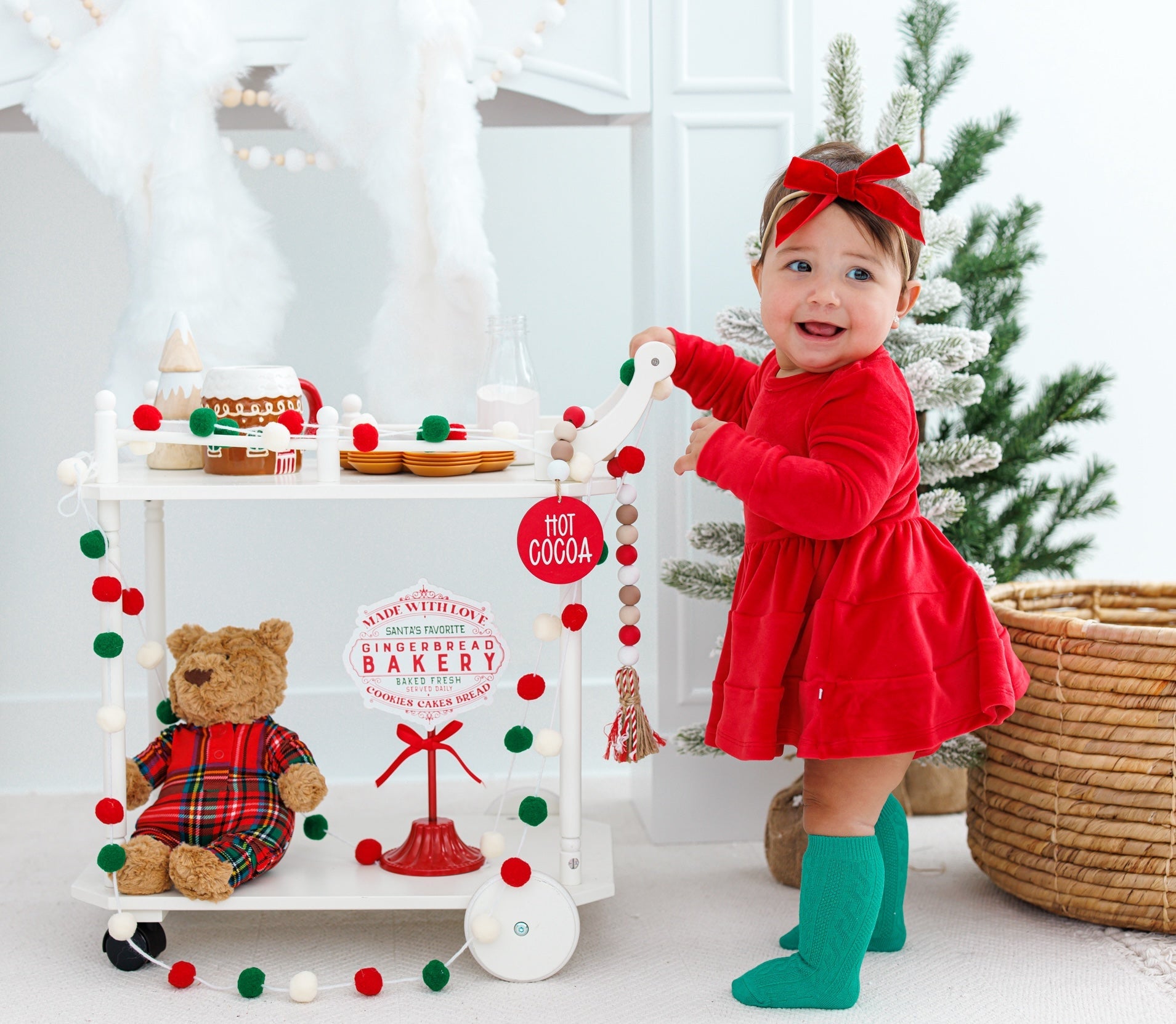 Knee-high Socks Set- Red And Green