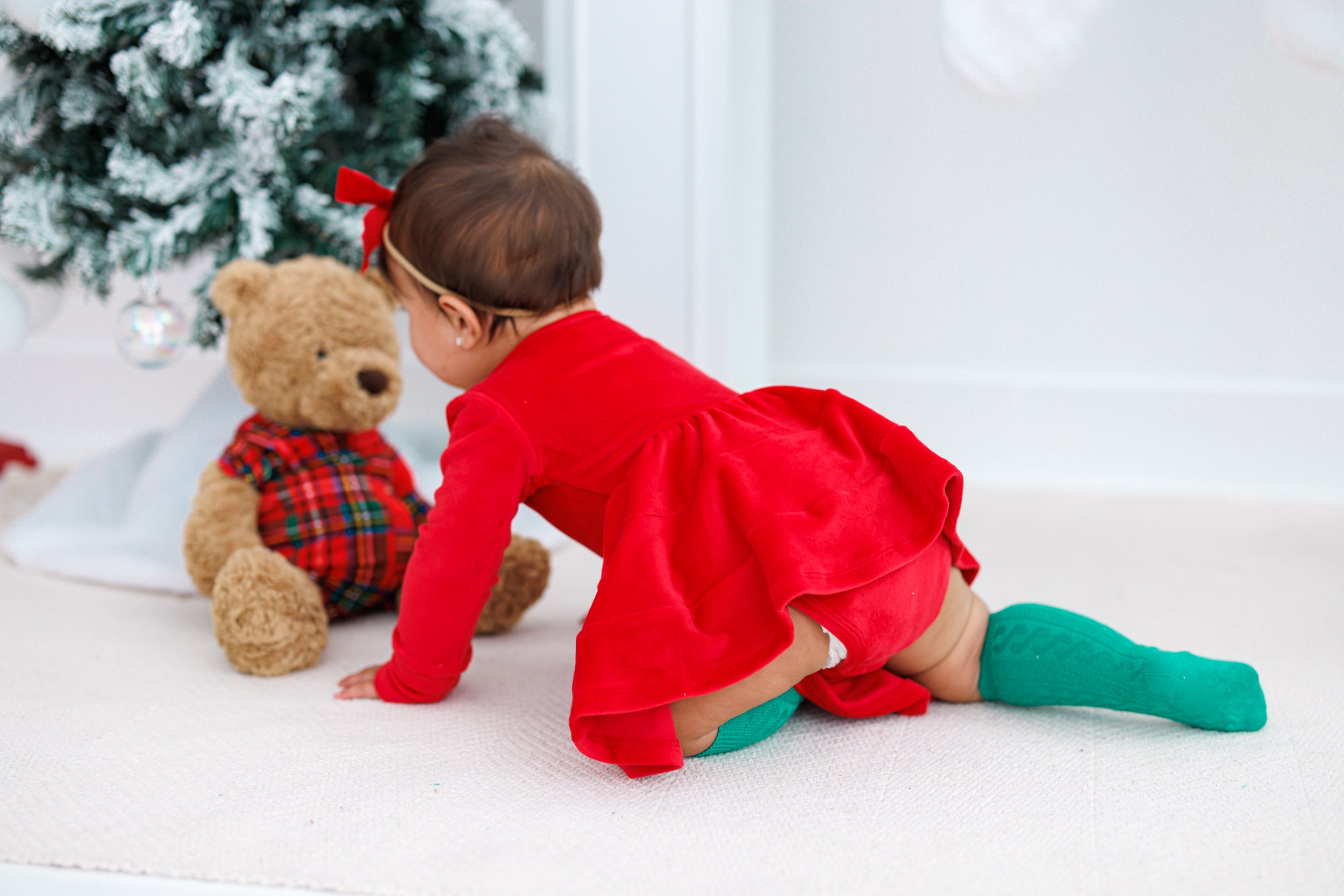 Knee-high Socks Set- Red And Green