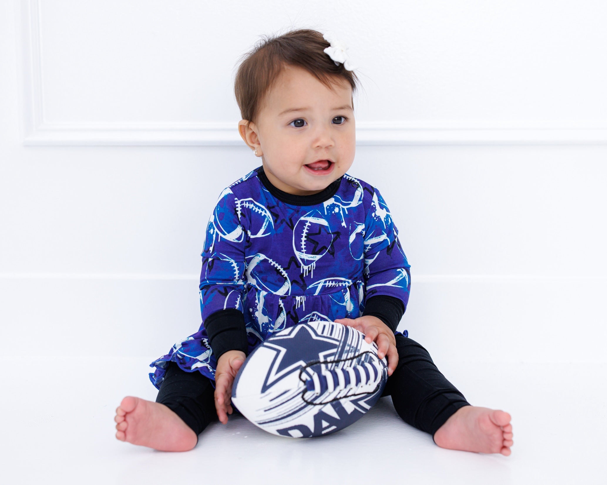 Graffiti Football Peplum Set : Blue And White With Stars