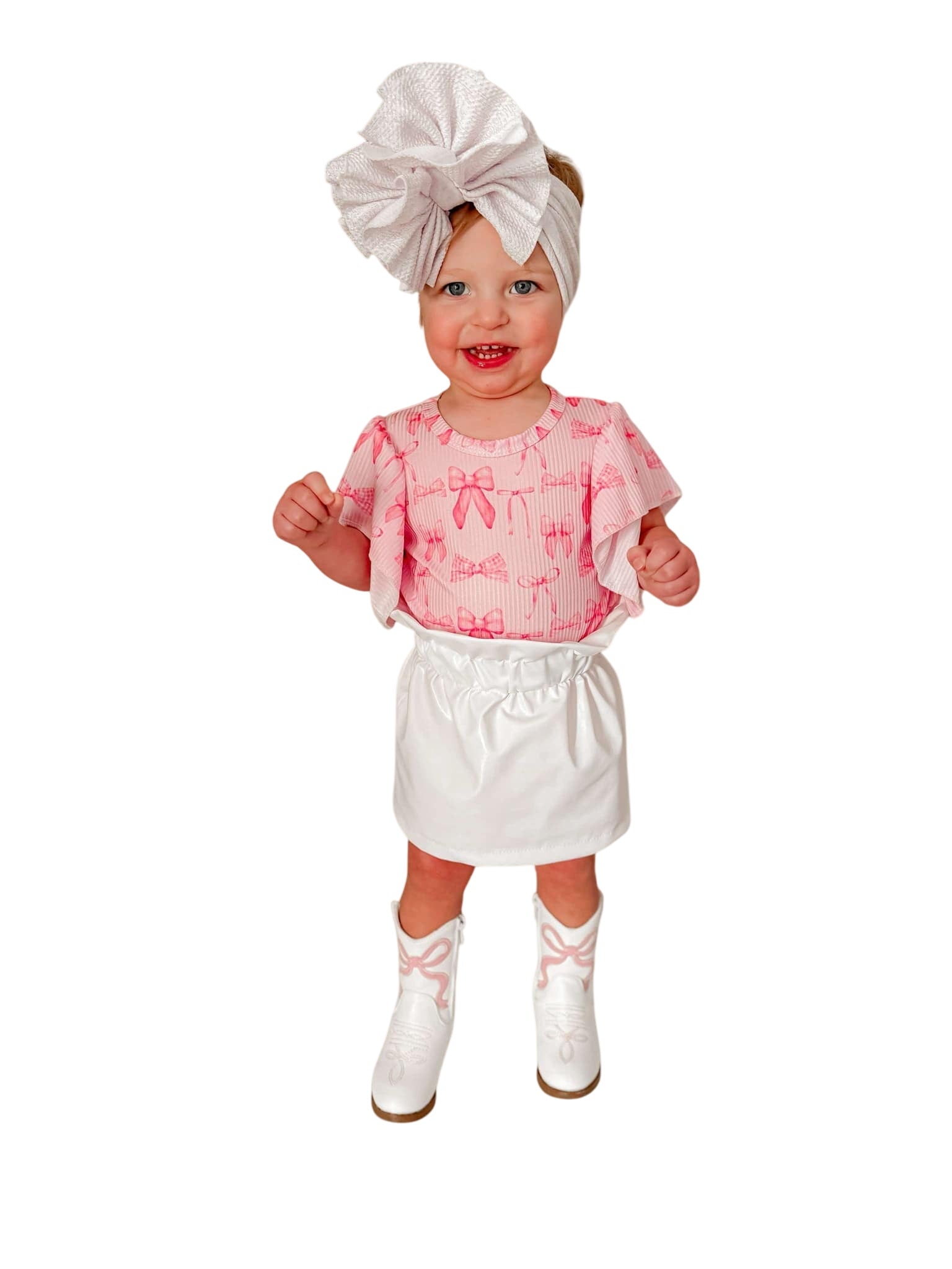 Coquette Bows Ribbed Flutter Leo