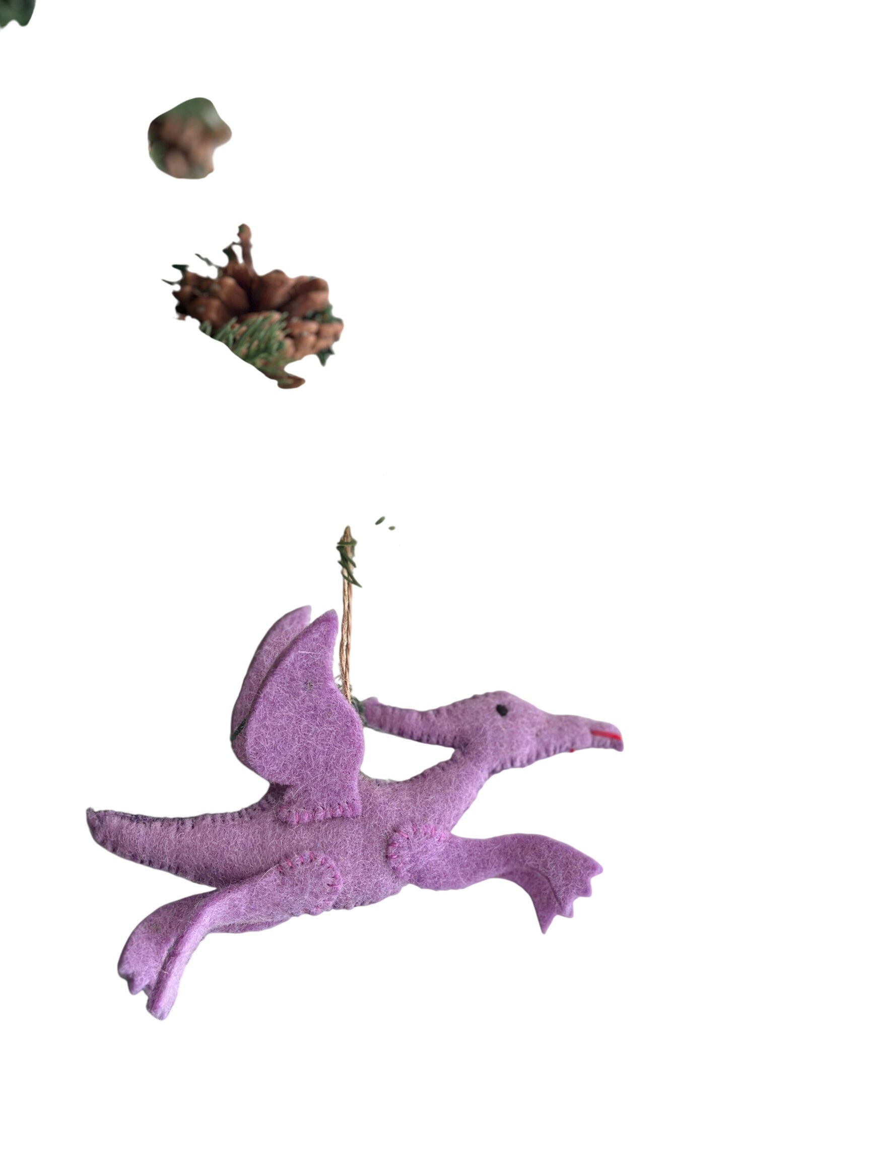 Felt Dinosaur Ornament - Purple Pterosaur