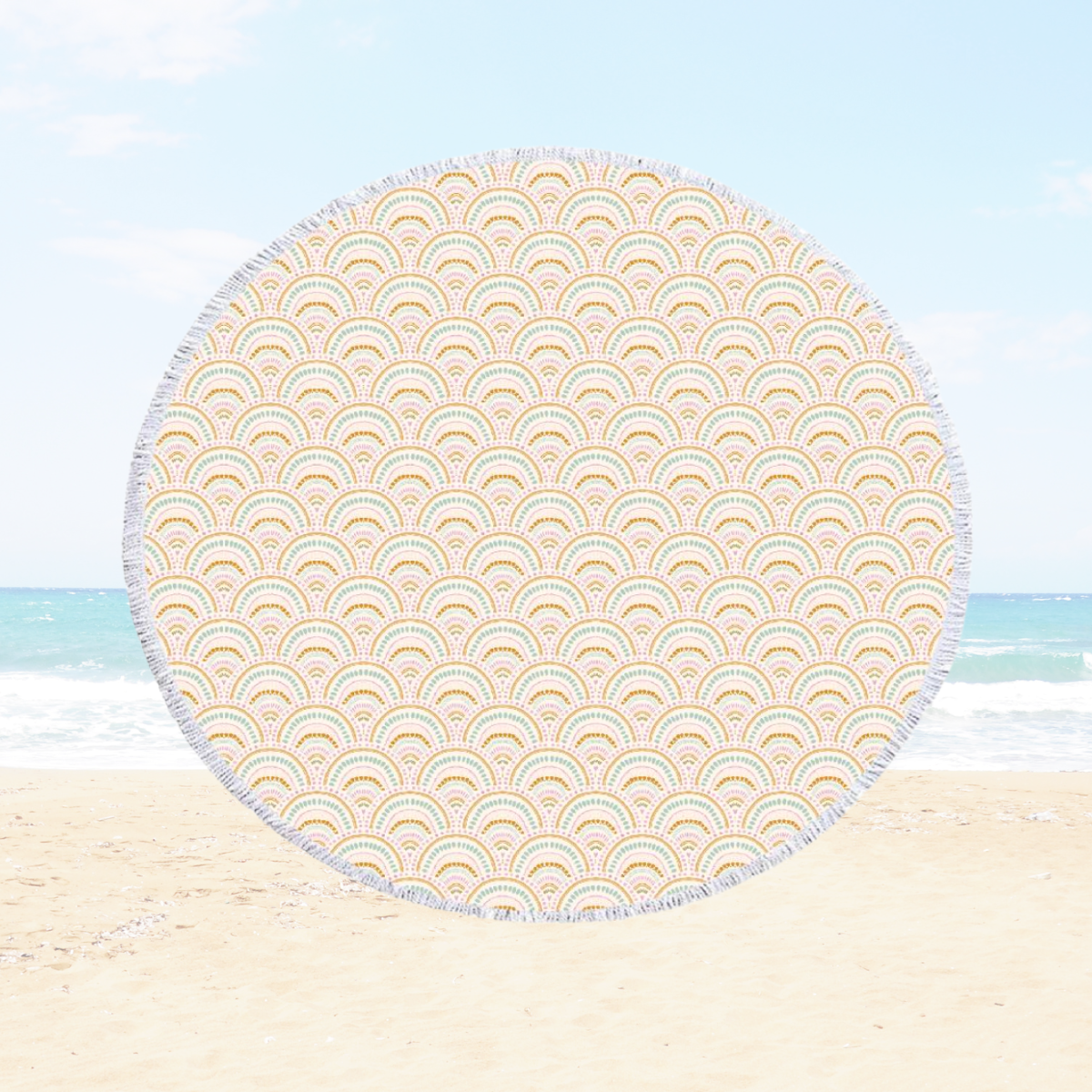 Boho Rainbows Round Beach Towel Blanket