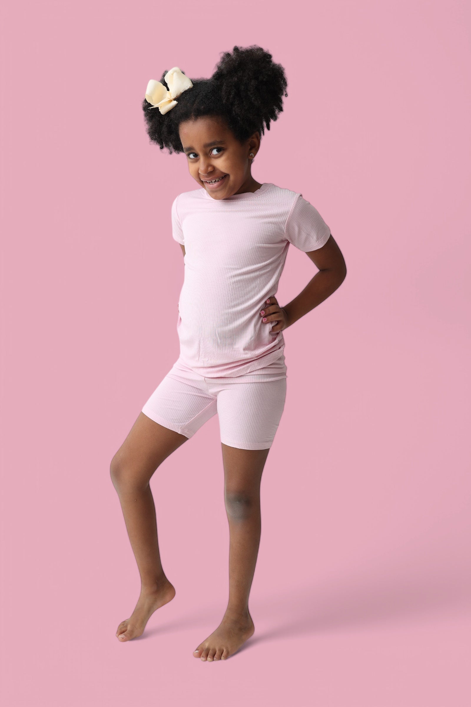 Pink Rose Rib Dream Short Set