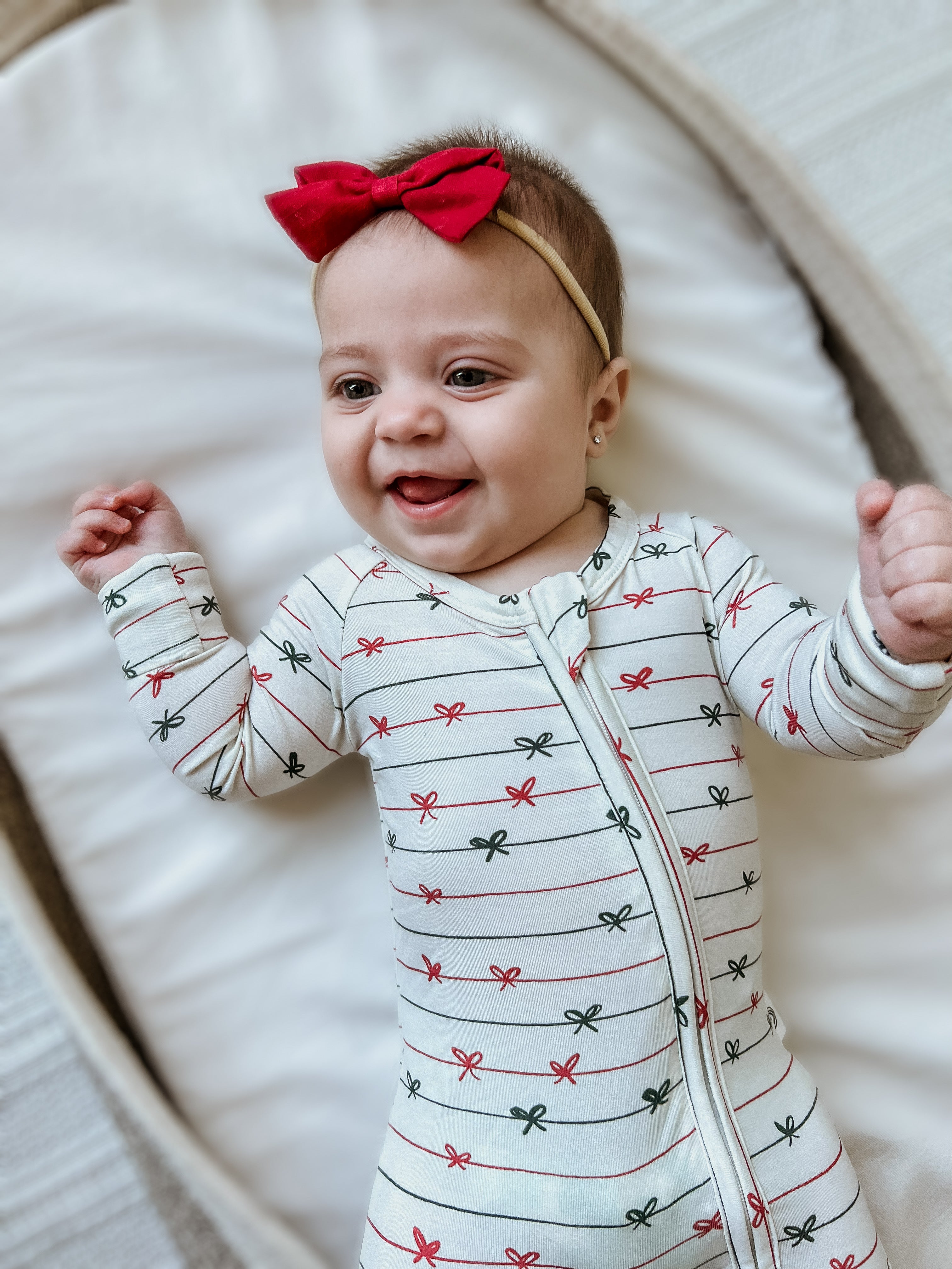 Tied With A Bow Christmas Bamboo Zippy Pajamas