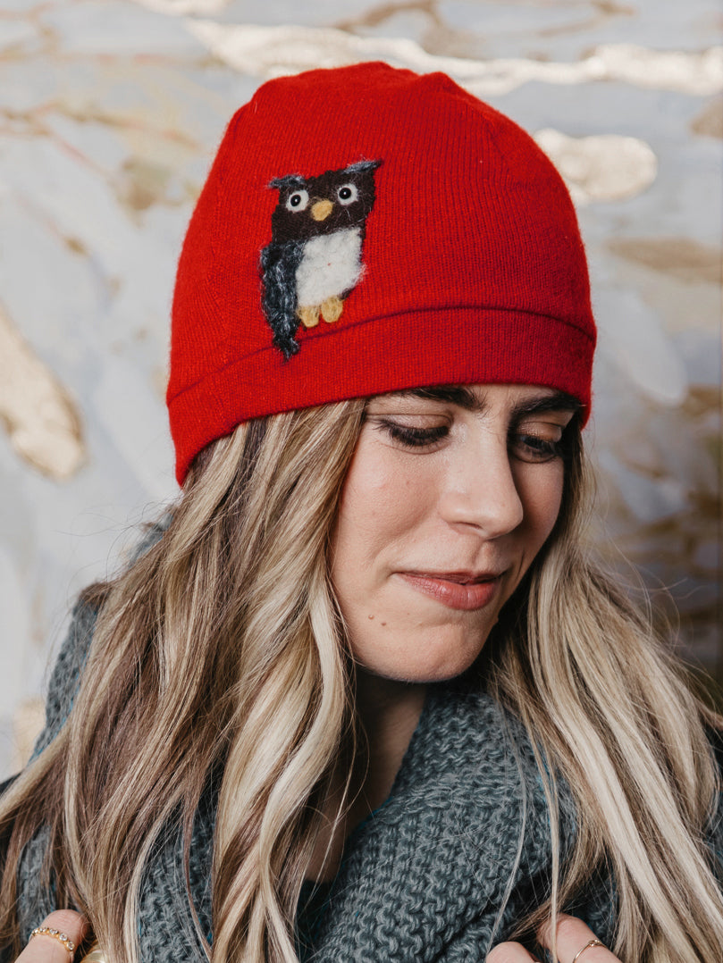 Owl Cashmere Hat - Adult/big Kid