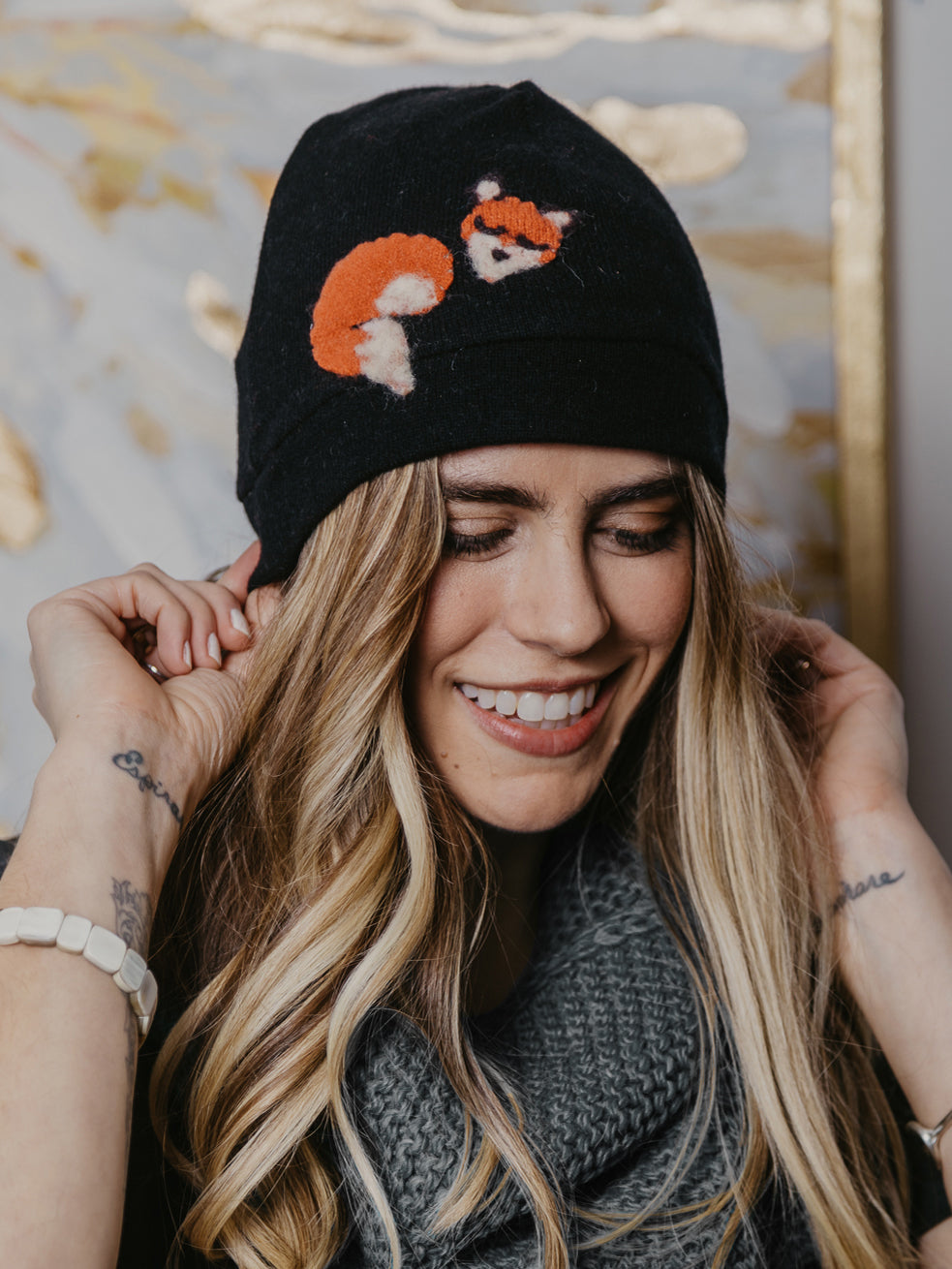 Sleeping Fox Cashmere Hat - Adult/big Kid