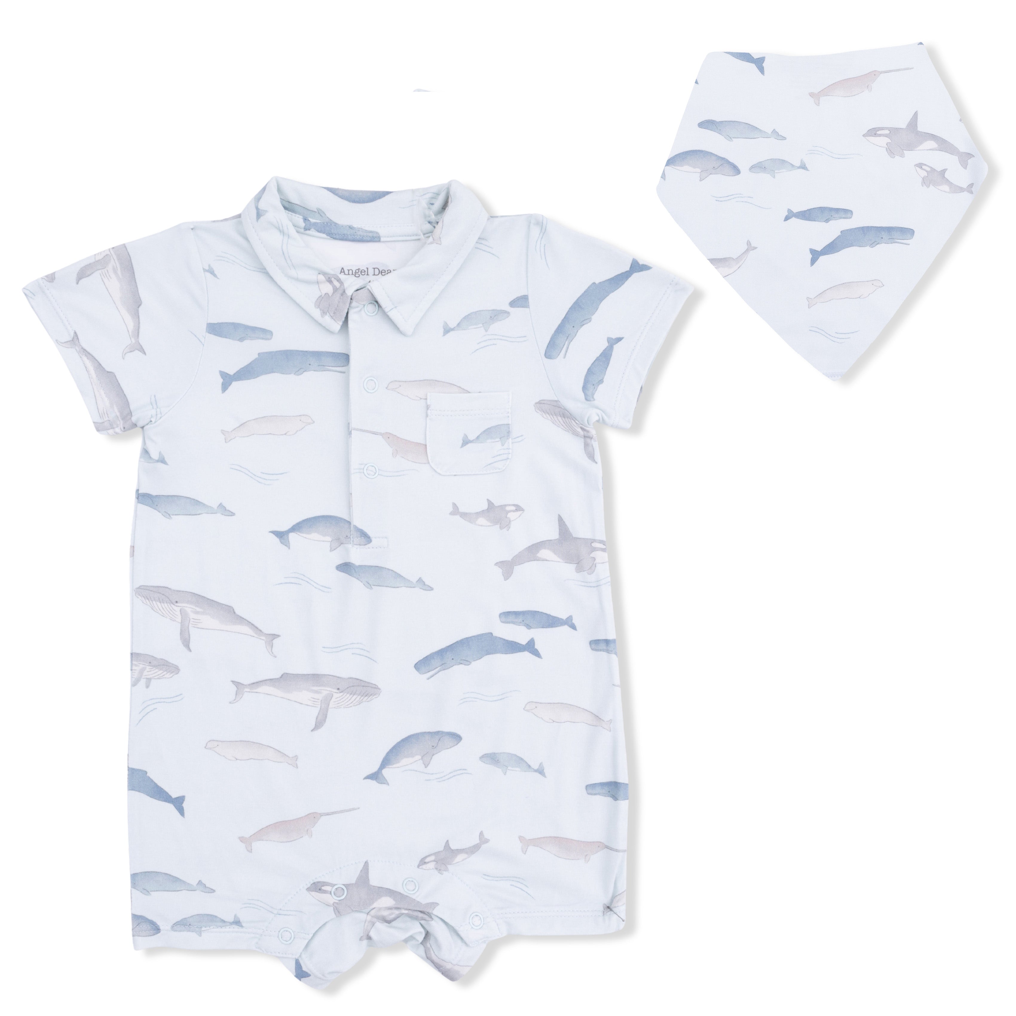 Little Whales - Polo Shortie & Bandana Bib