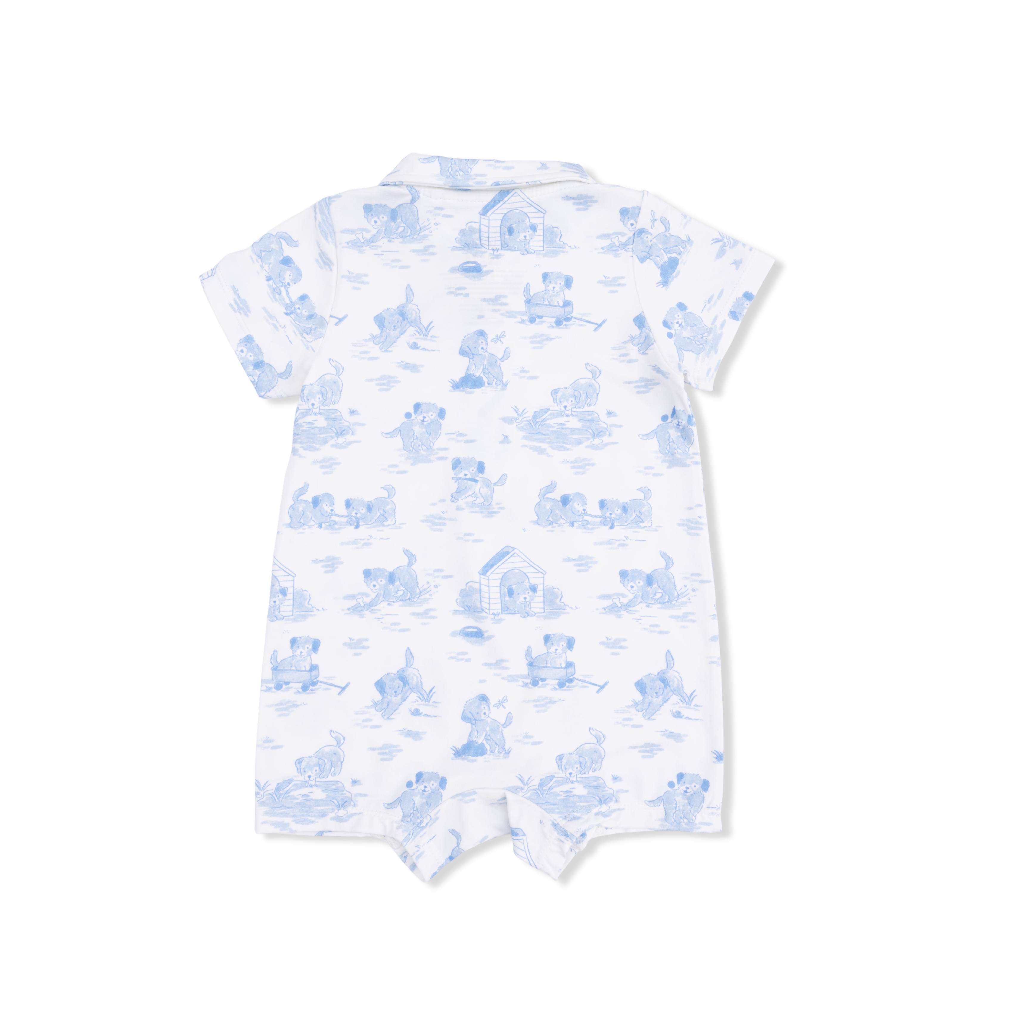 Puppy Toile Blue - Polo Shortie