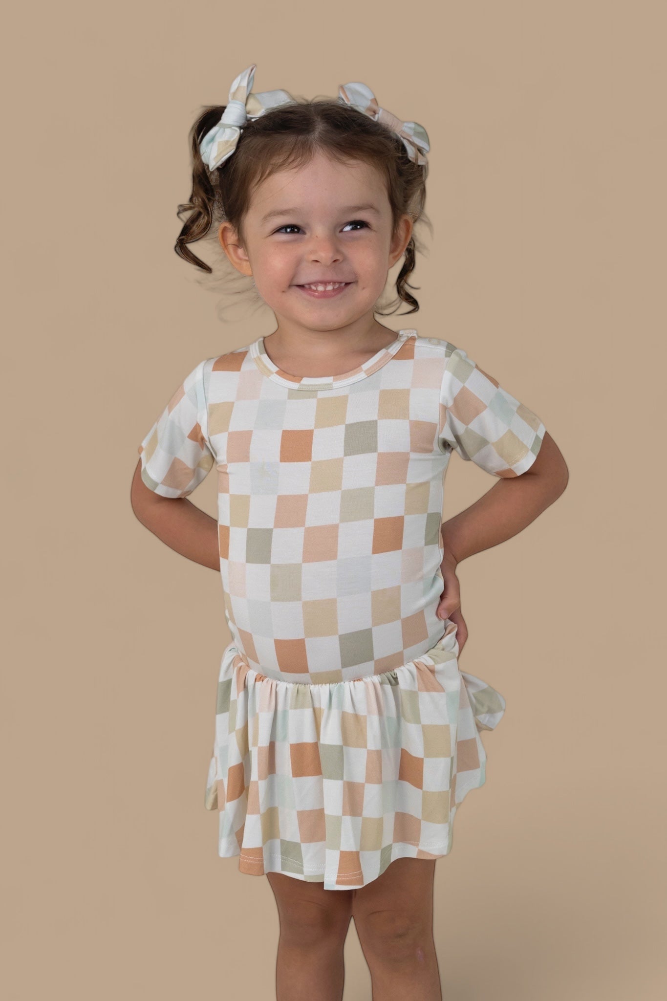 Muted Checkers Dream Bodysuit Dress