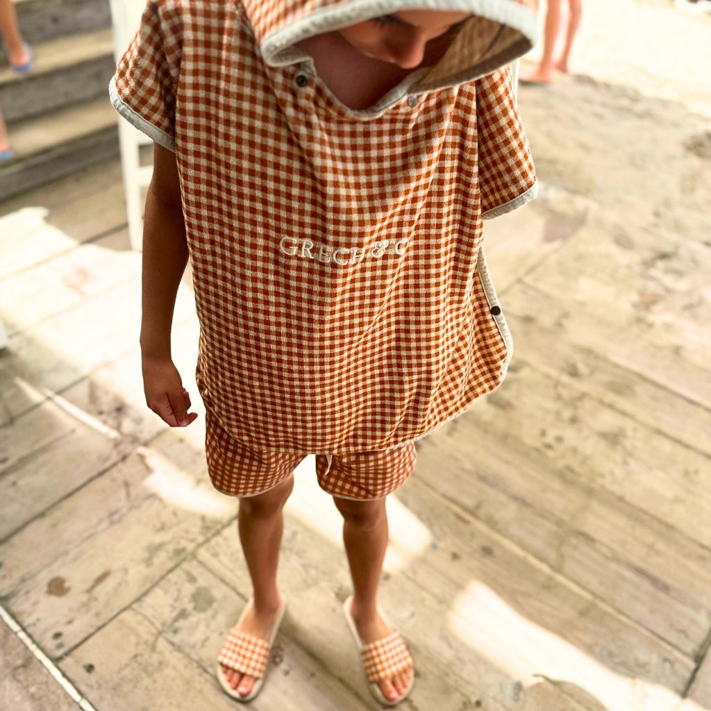 Bathing Towel Poncho | Organic Cotton - Sienna Gingham