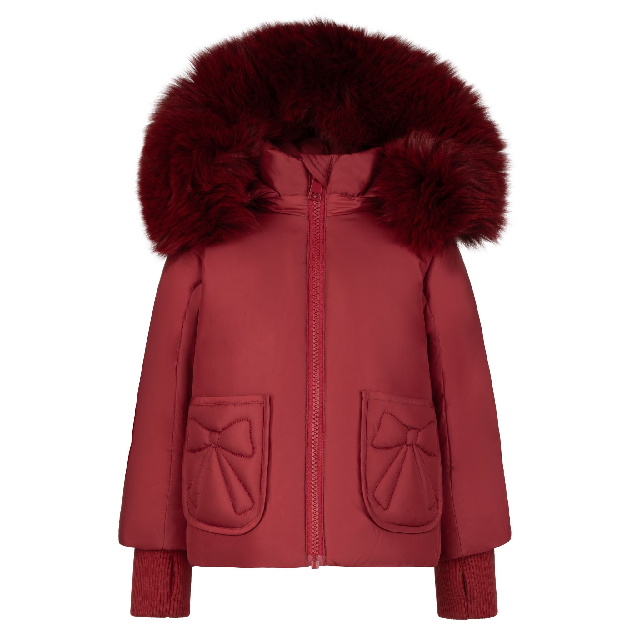 Pramie Little Girls Red Bow Jacket 12m–7y | Charming Winter Coat With Sweet Bow Detail