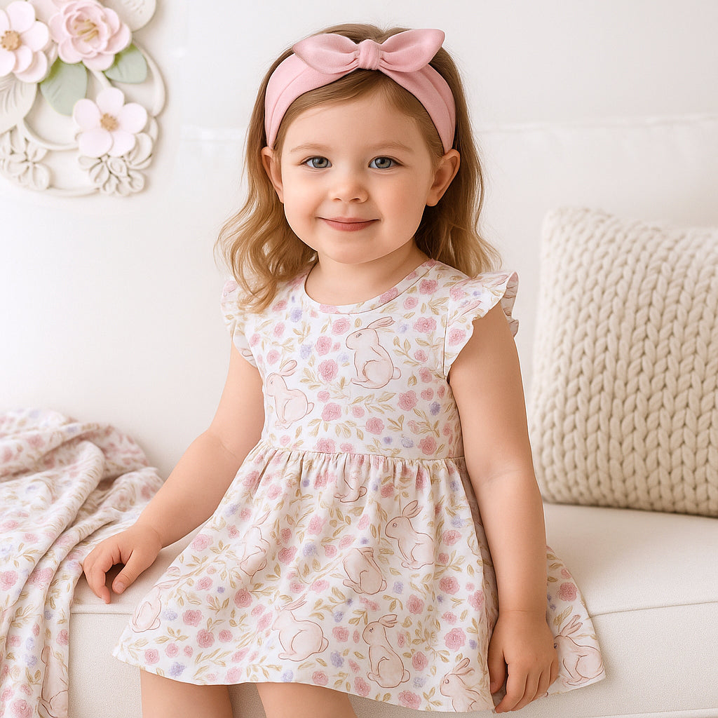 Bunny Blooms Bamboo Easter Dress For Baby & Toddler Girls
