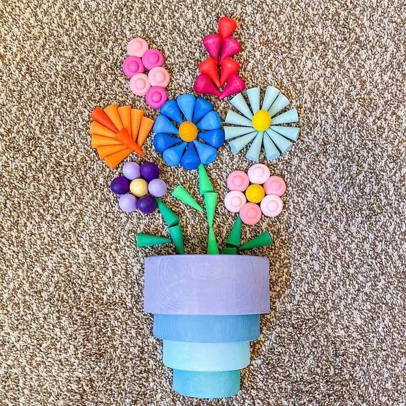 324 Pcs Mandala Loose Parts With Wooden Tray Open-ended Play Set