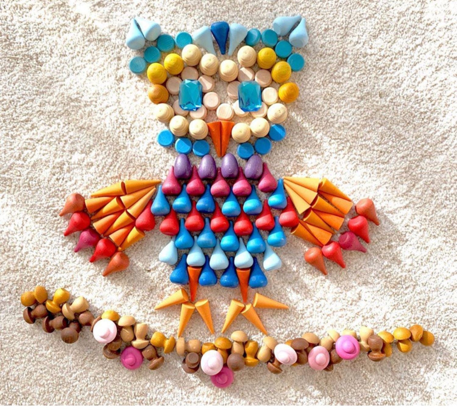 324 Pcs Mandala Loose Parts With Wooden Tray Open-ended Play Set