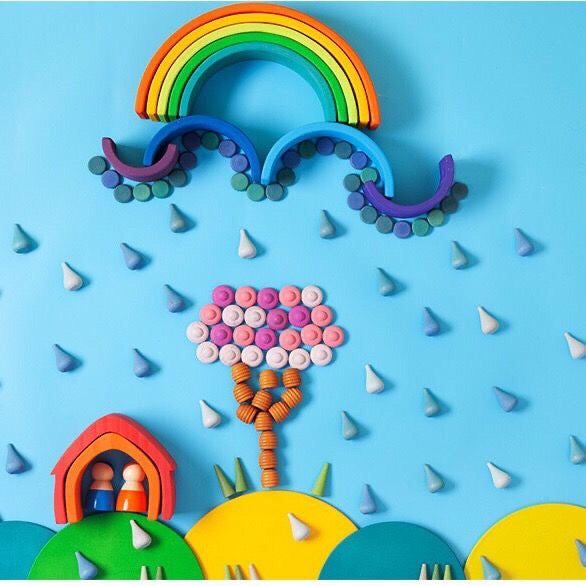 324 Pcs Mandala Loose Parts With Wooden Tray Open-ended Play Set