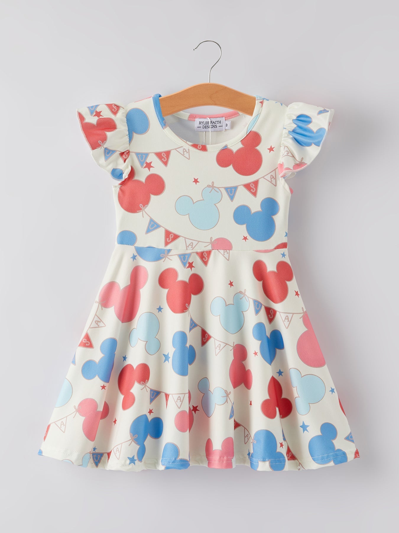 4th Of July Cartoon Flag Print Girls Dress