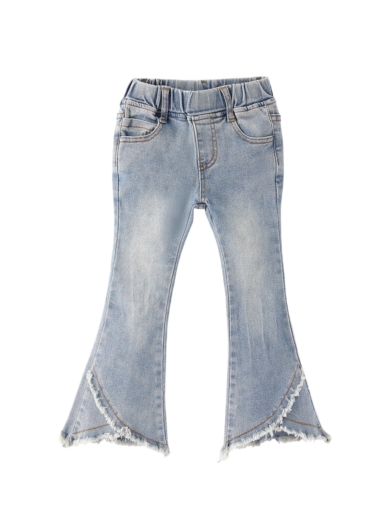 Girls Light Blue Denim Bell Denim Pants