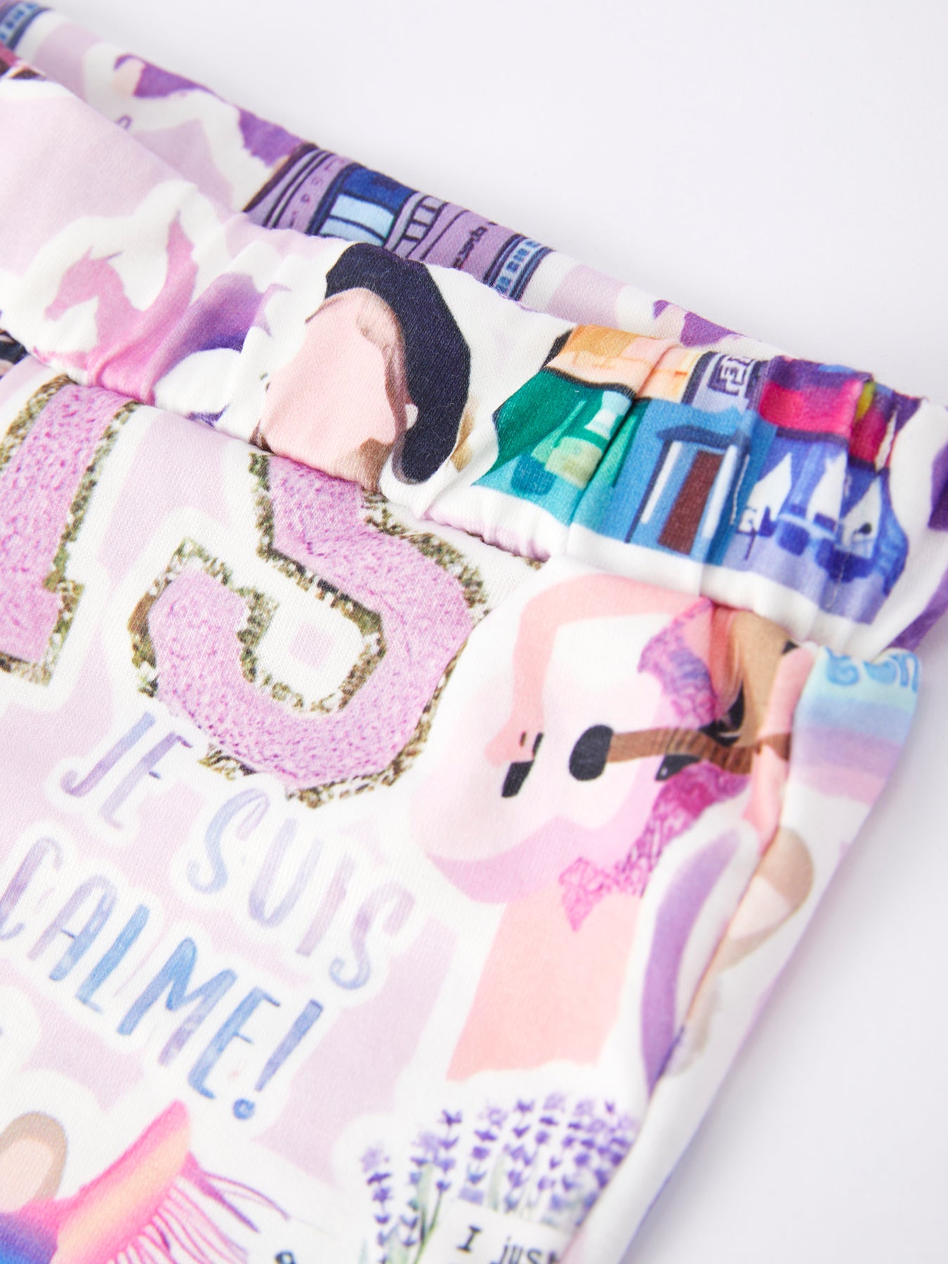 Purple Top + Ts Print Bell-bottoms Pants Girls Outfit Set