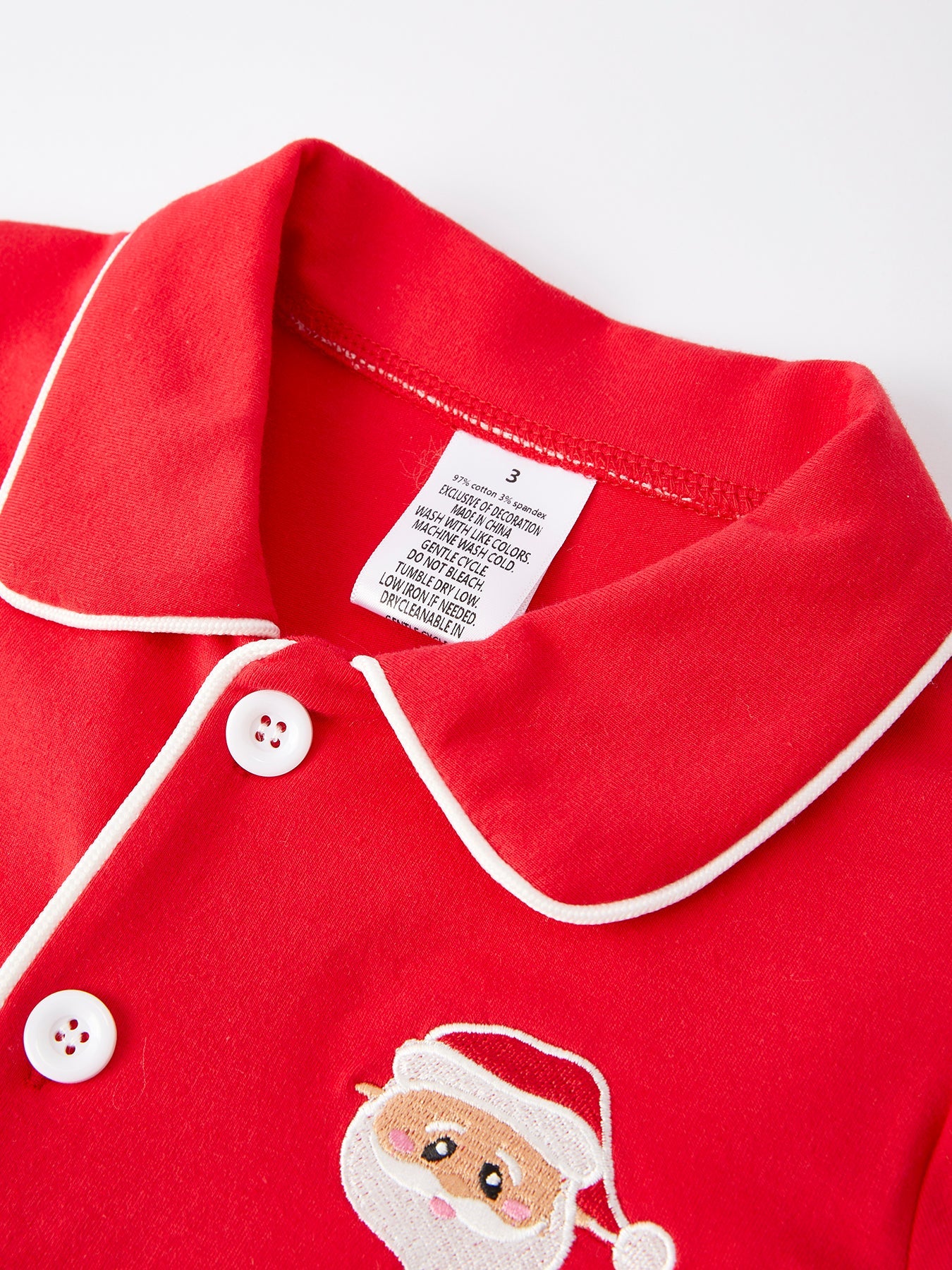 Christmas Red Boys Santa Claus Embroidered Pajamas