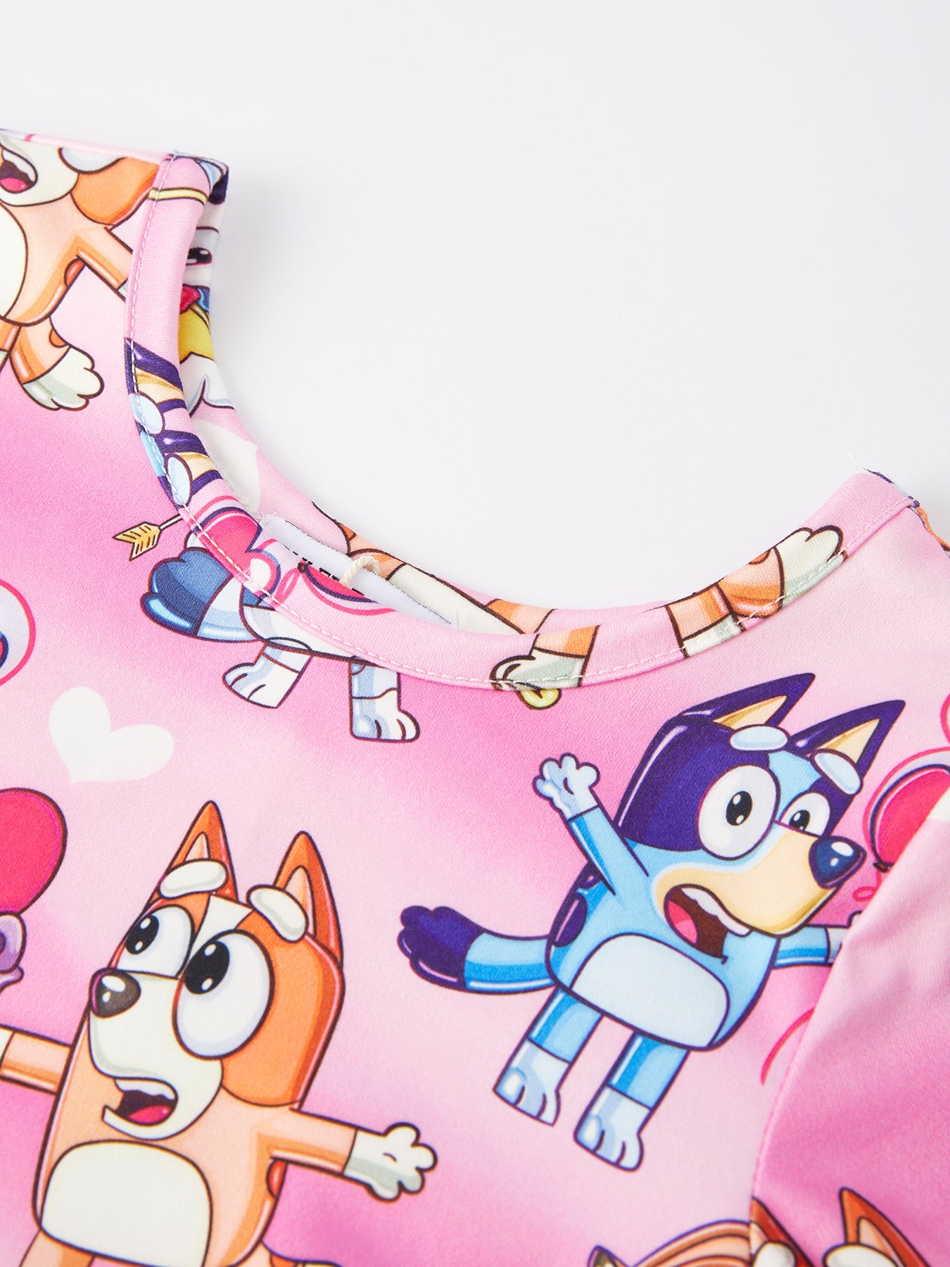 Character Print Pink Girls Long Sleeve Dress