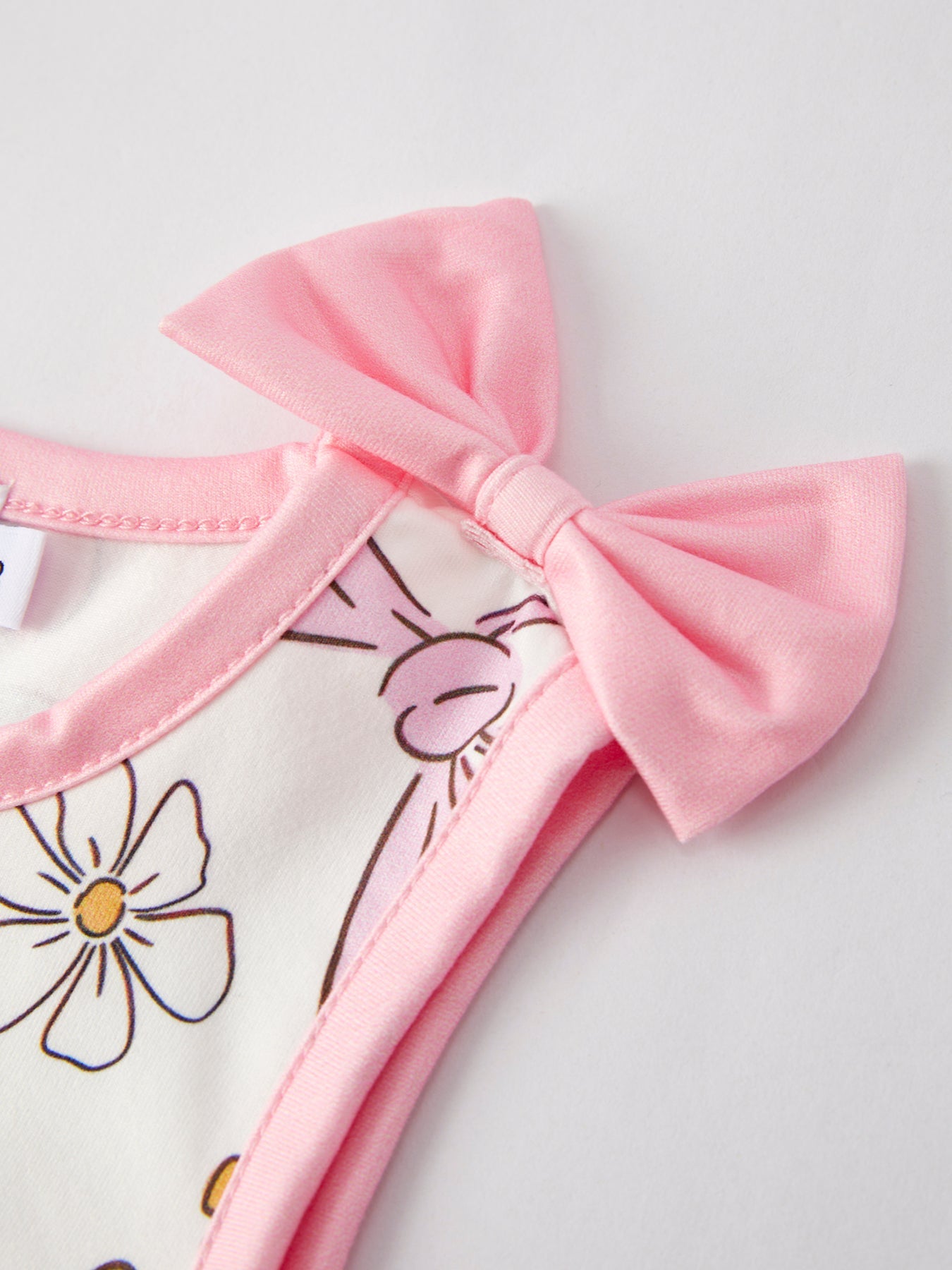 Girls Pink Bow Sleeveless Vest Top And Shorts Set