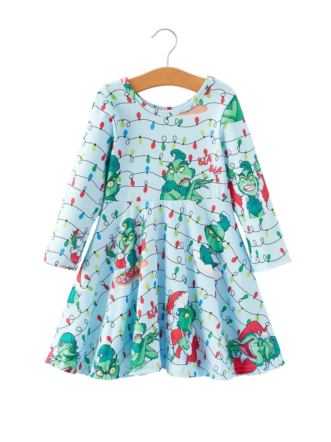 Christmas Cartoon Character Print Girls Dress