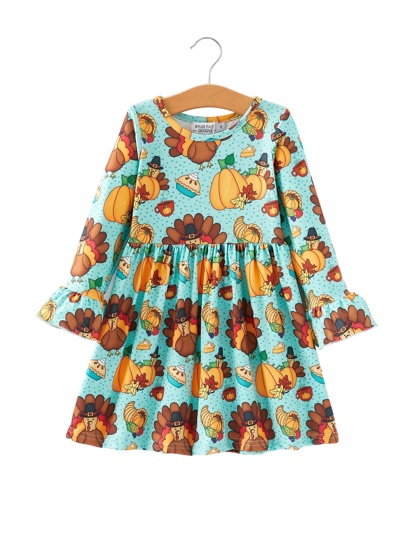 Thanksgiving Print Girls Dress