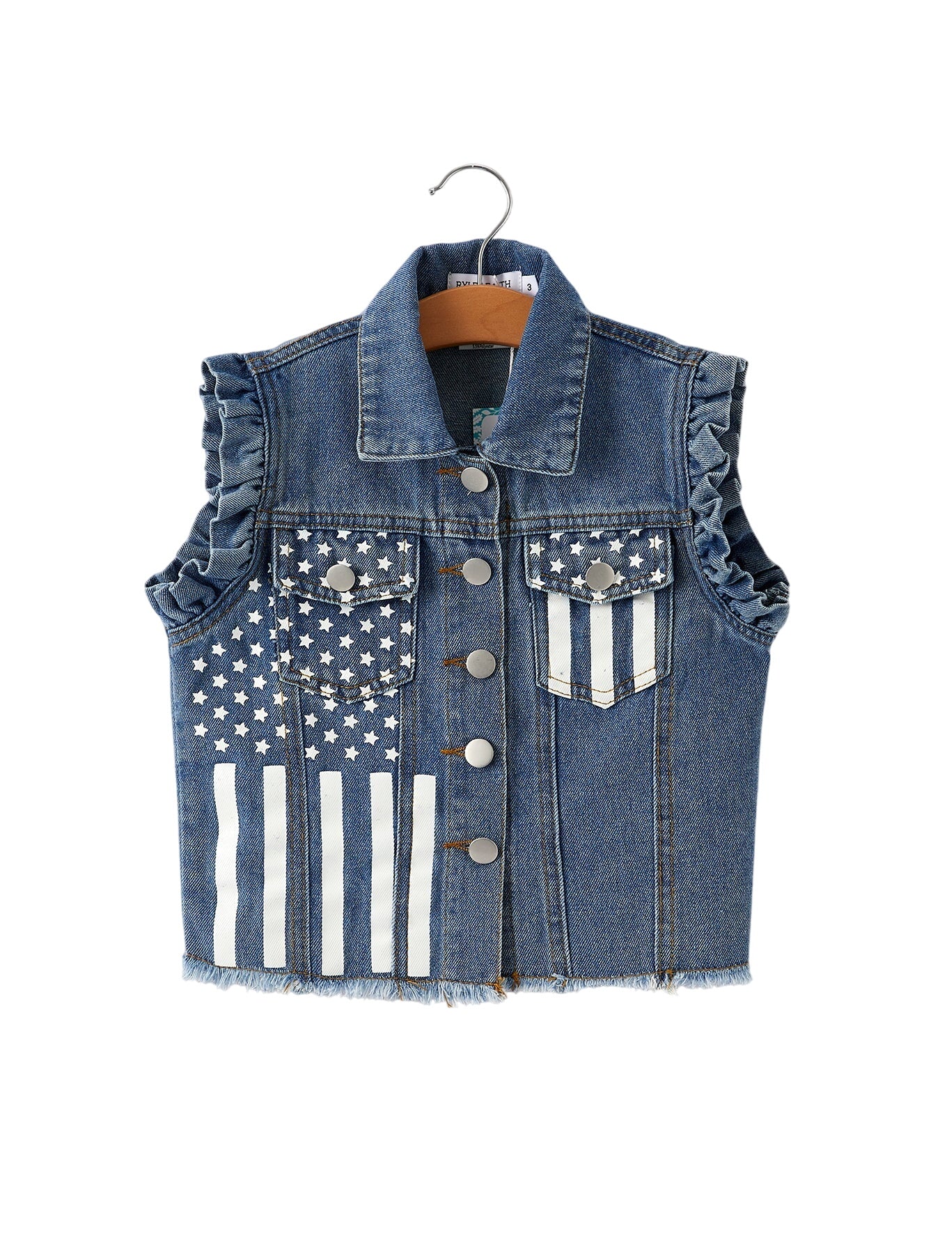4th Of July Stars Stripes Vest Girls Denim Vest