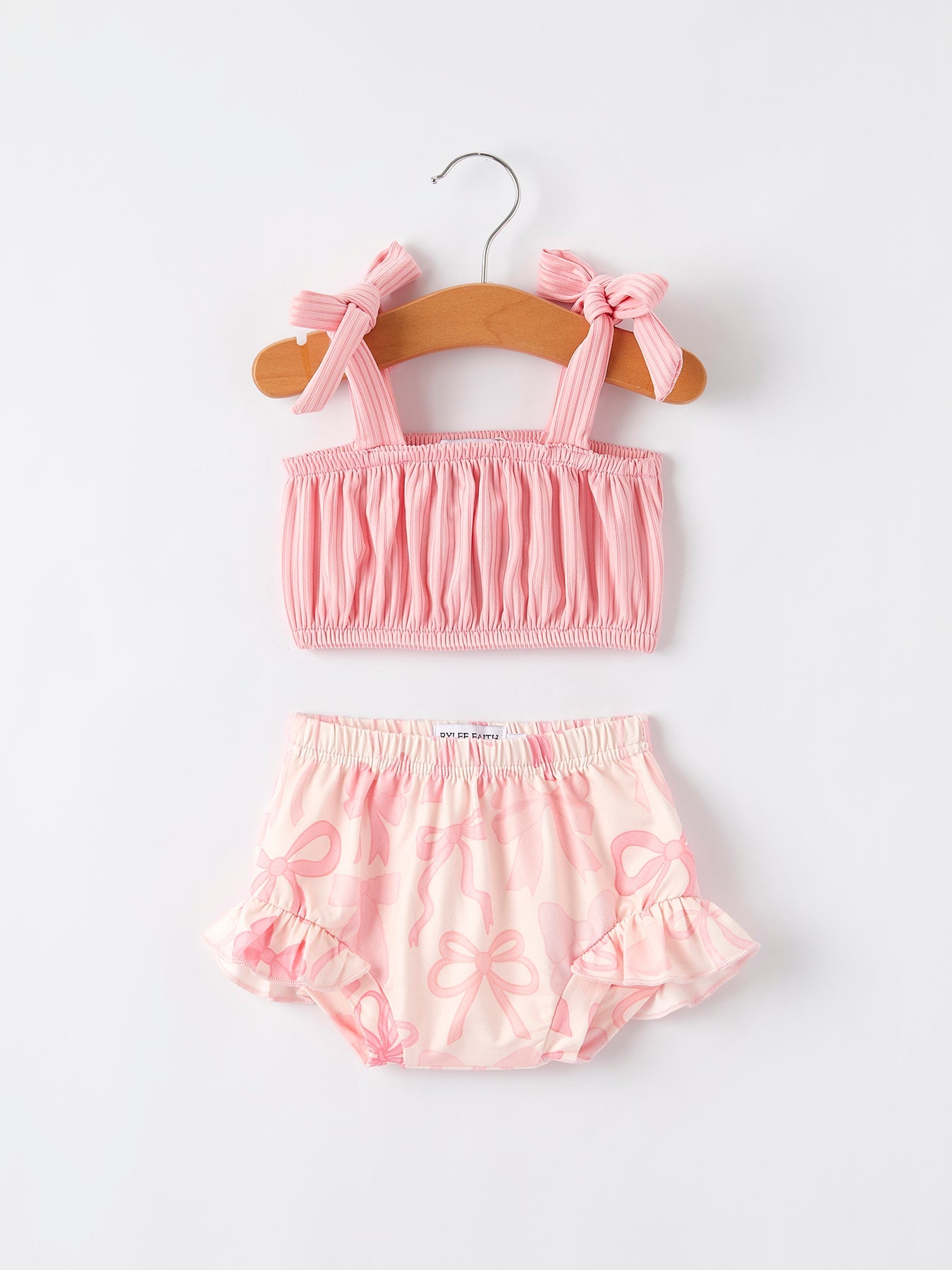 Spring Summer Pink Pleated Suspender Vest And Floral Bloomers Set