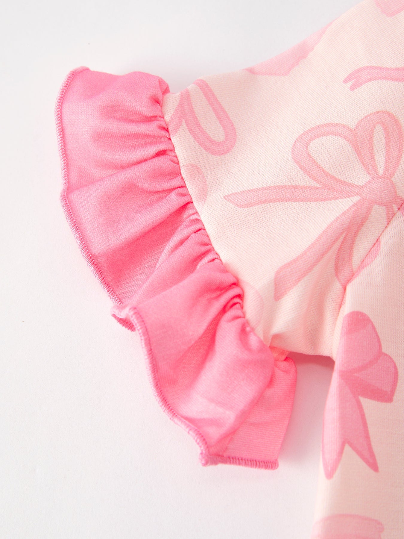 Girls Pink Bow Print Pajamas Set