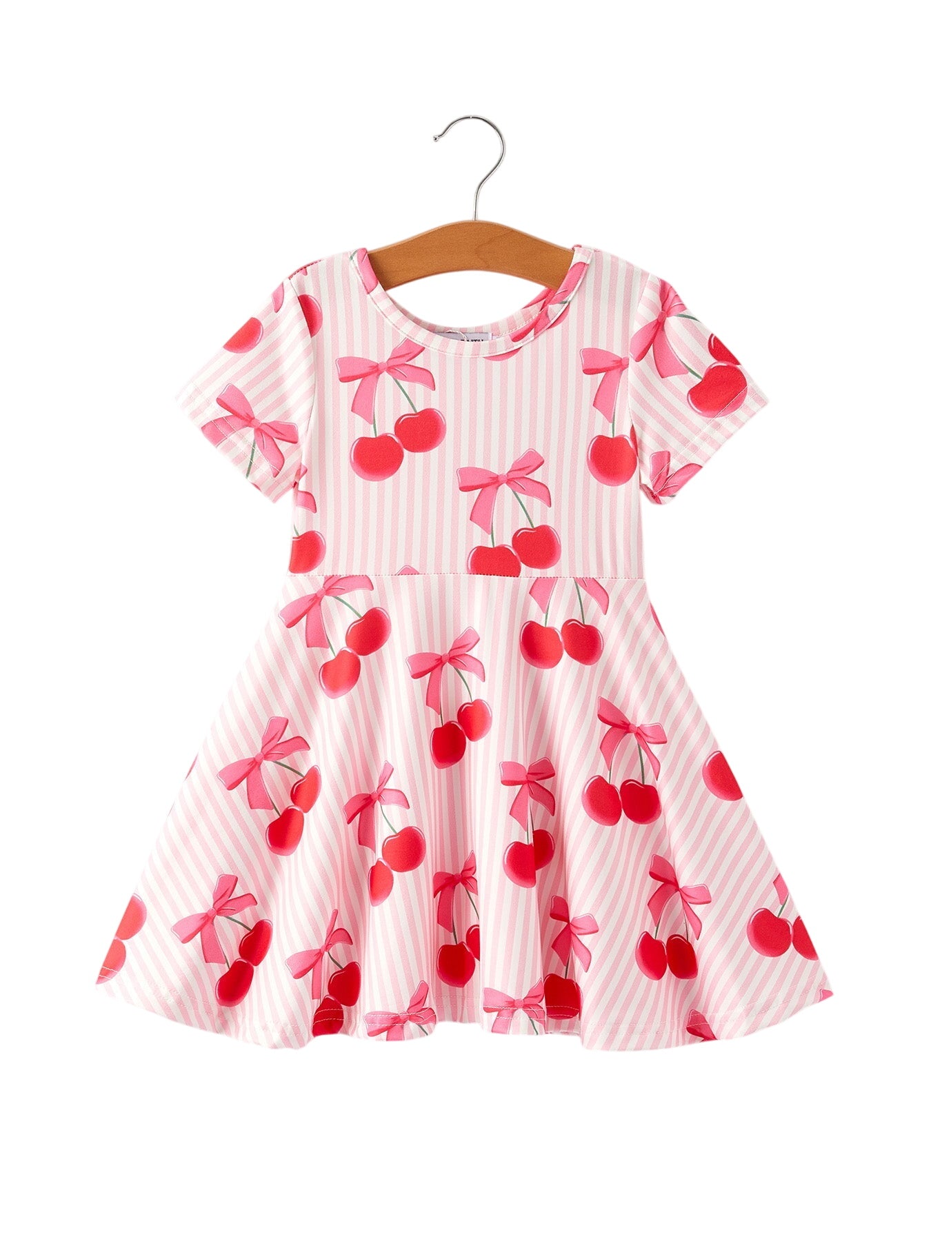 Summer Cherry Stripe Girls' Dress