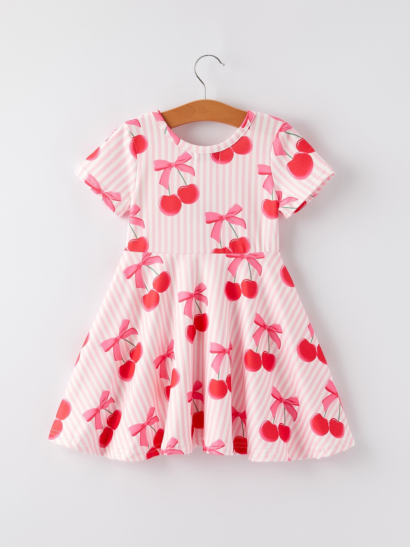Summer Cherry Stripe Girls' Dress