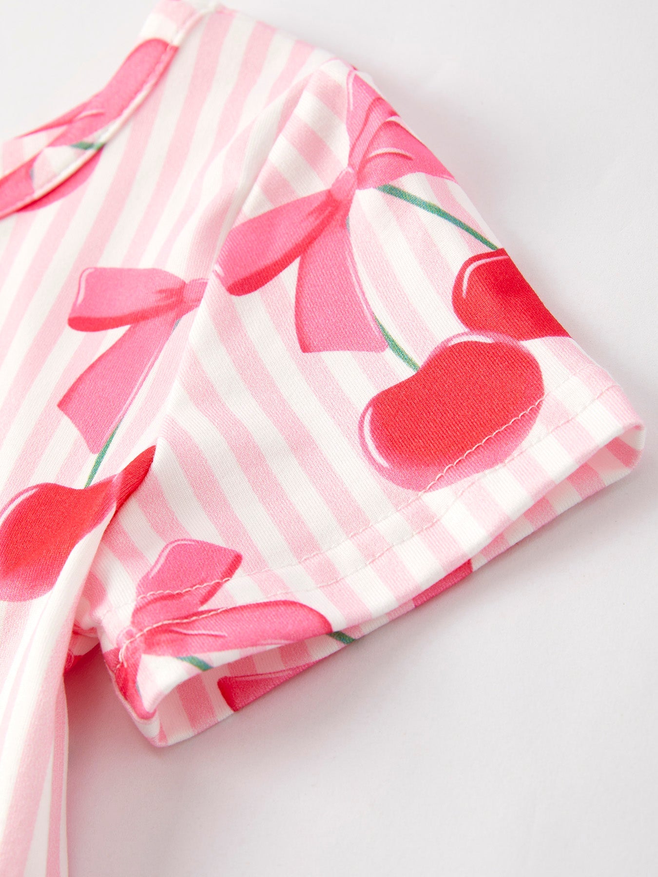 Summer Cherry Stripe Girls' Dress