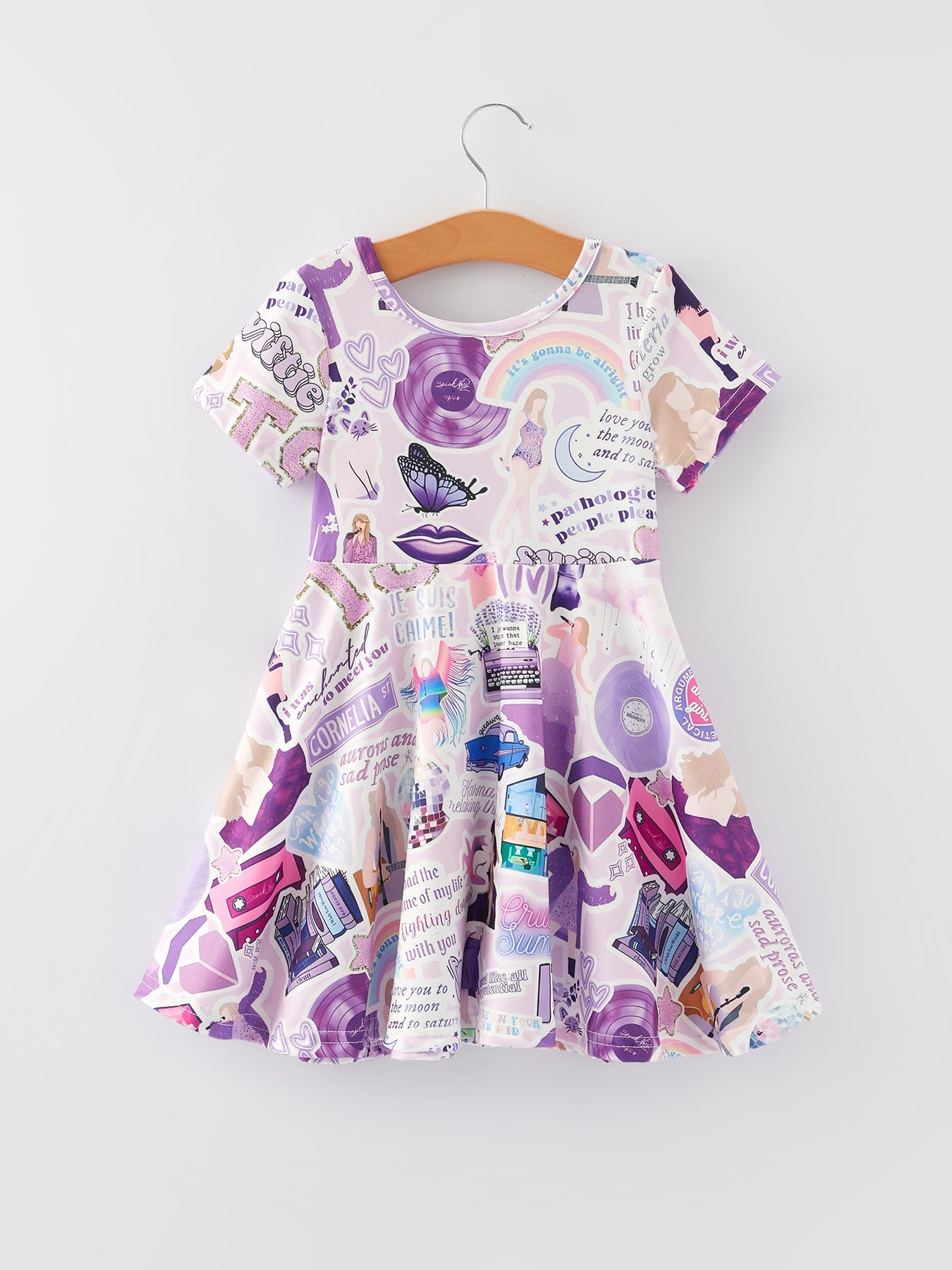 Ts Lavender Twirly Print Girls Milk Silk Dress