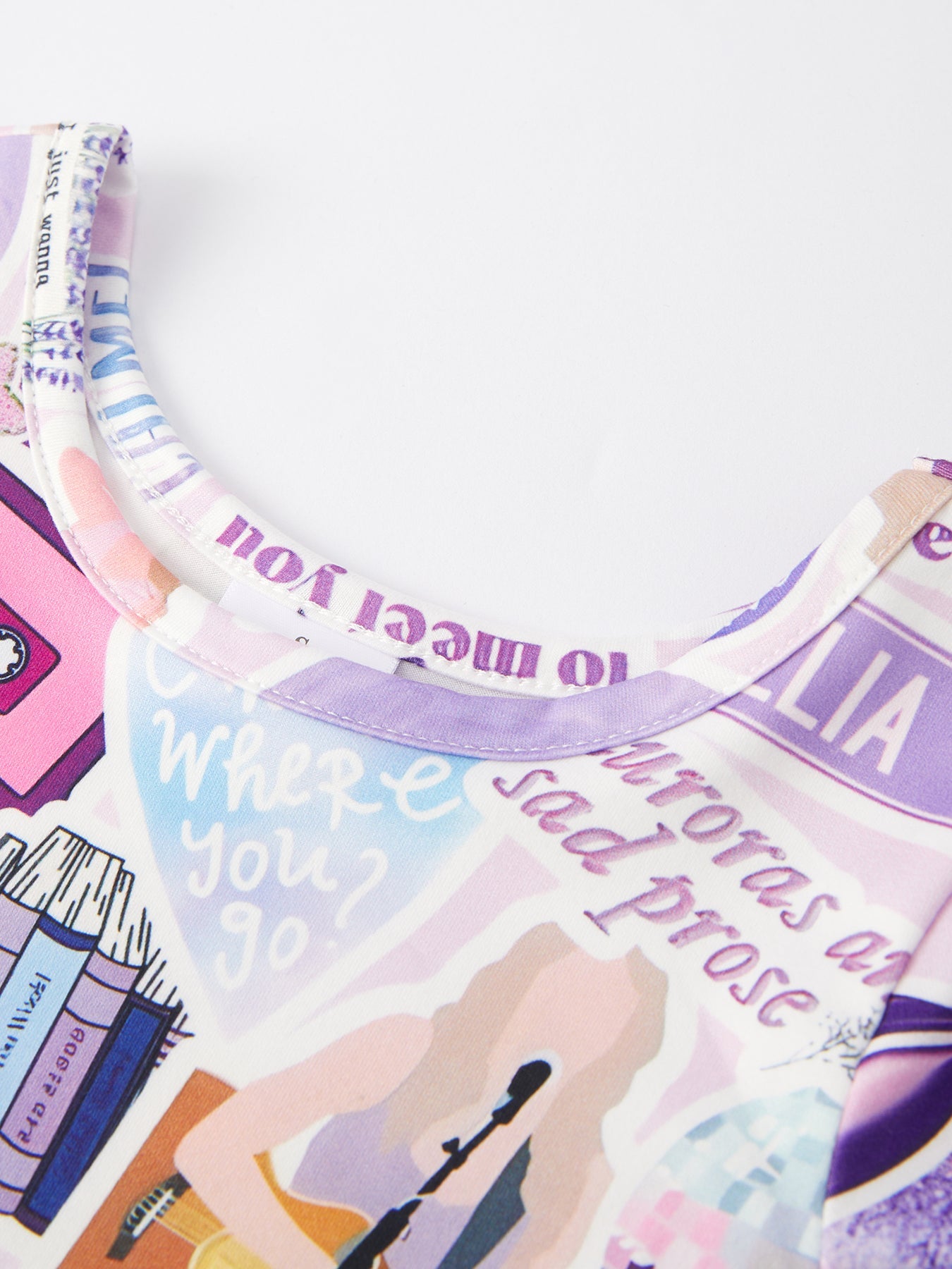 Ts Lavender Twirly Print Girls Milk Silk Dress