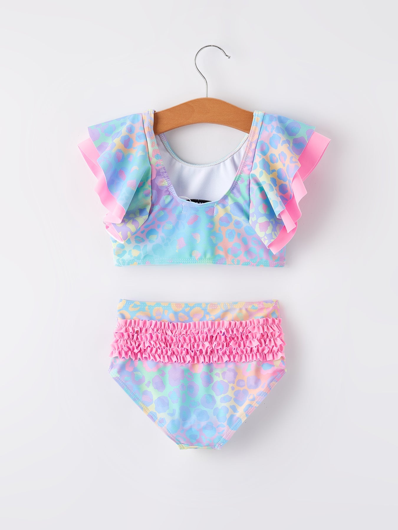 Colorful Leopard Print Girls' Swimsuit