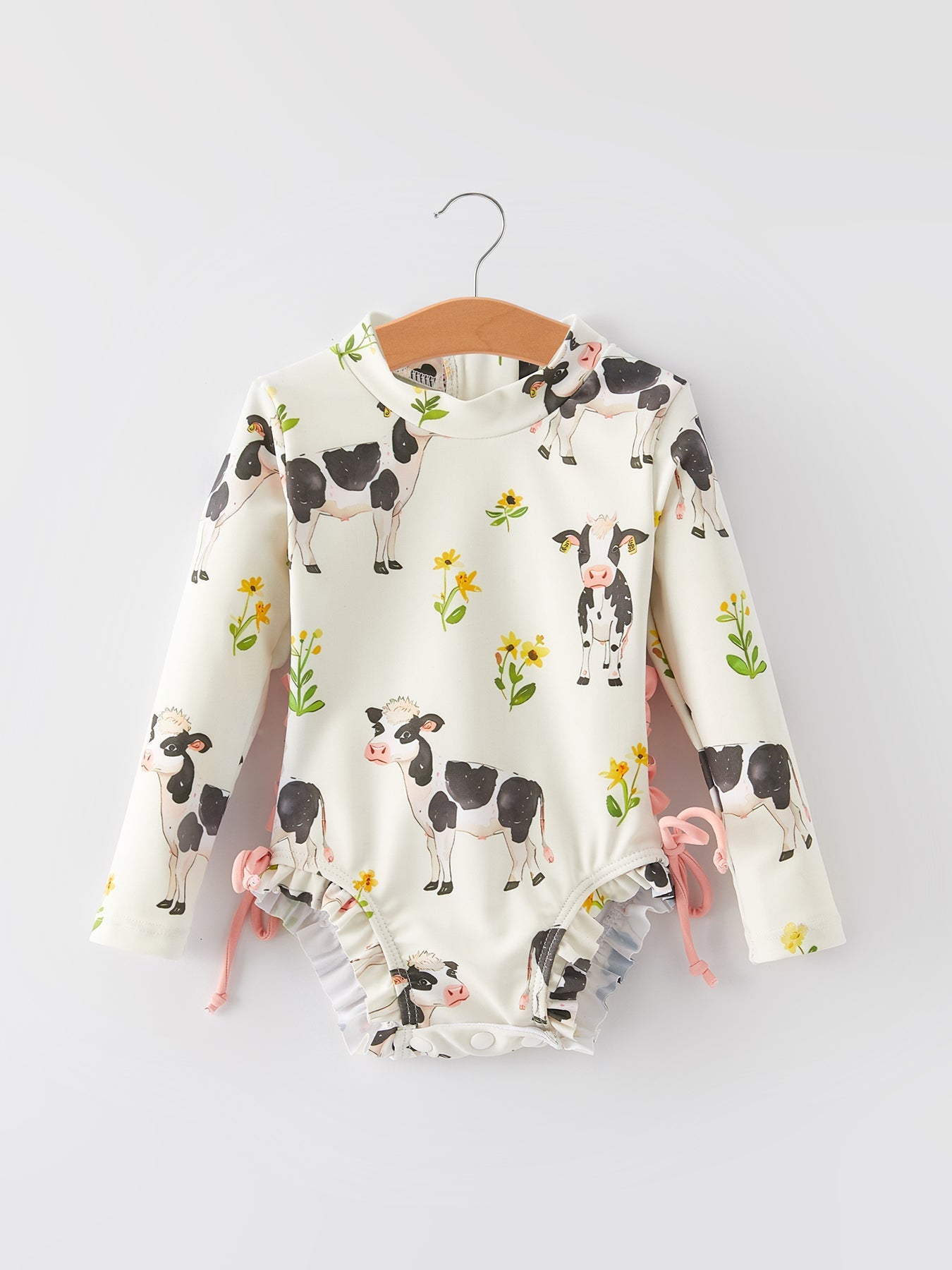 "cow" Floral Girls' Swimsuit