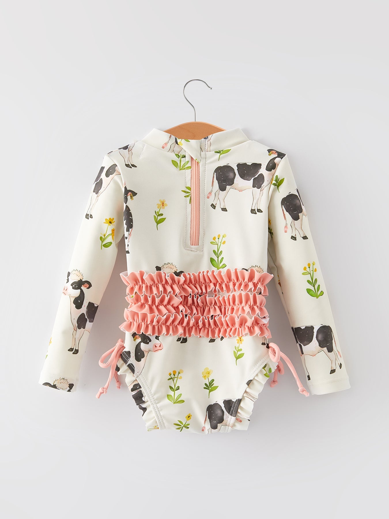 "cow" Floral Girls' Swimsuit