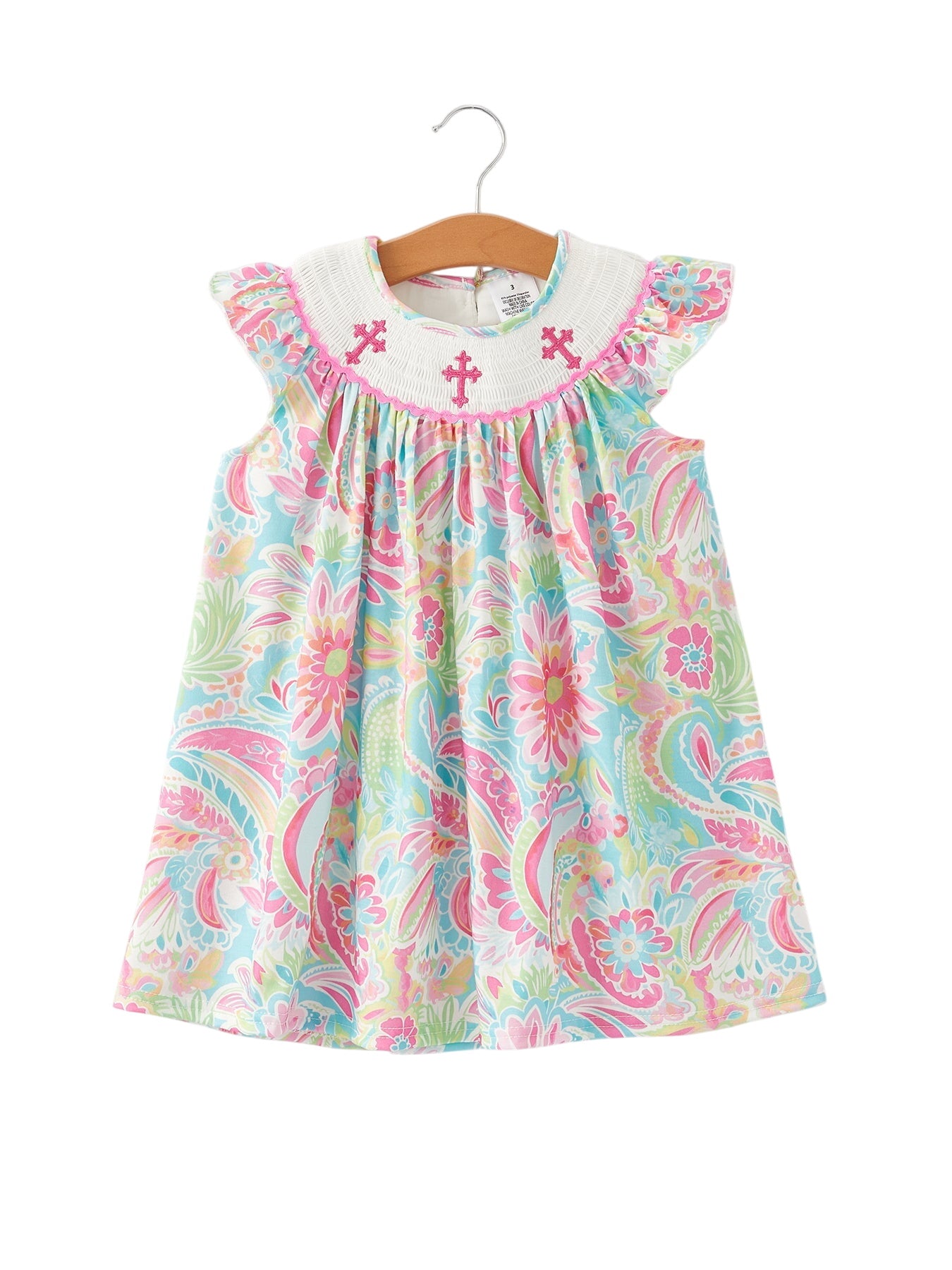 Easter Cross Smocking Embroidery Baby Girl Dress