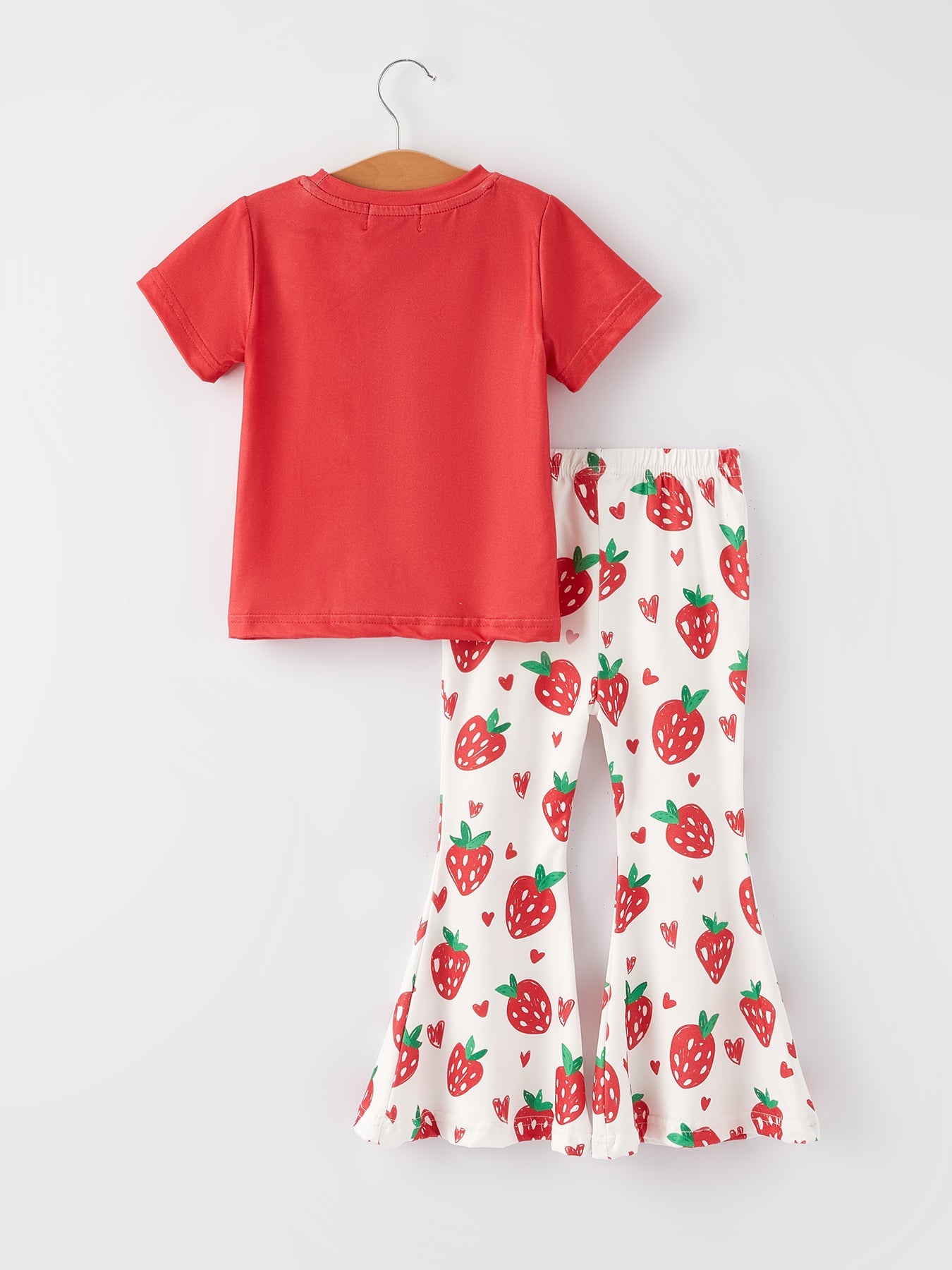 Girls Strawberry Flared Pants Set