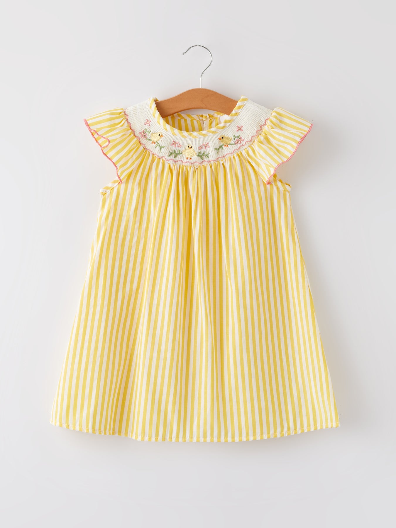 Spring/summer Chick Floral Embroidery Smocking Girls Dress